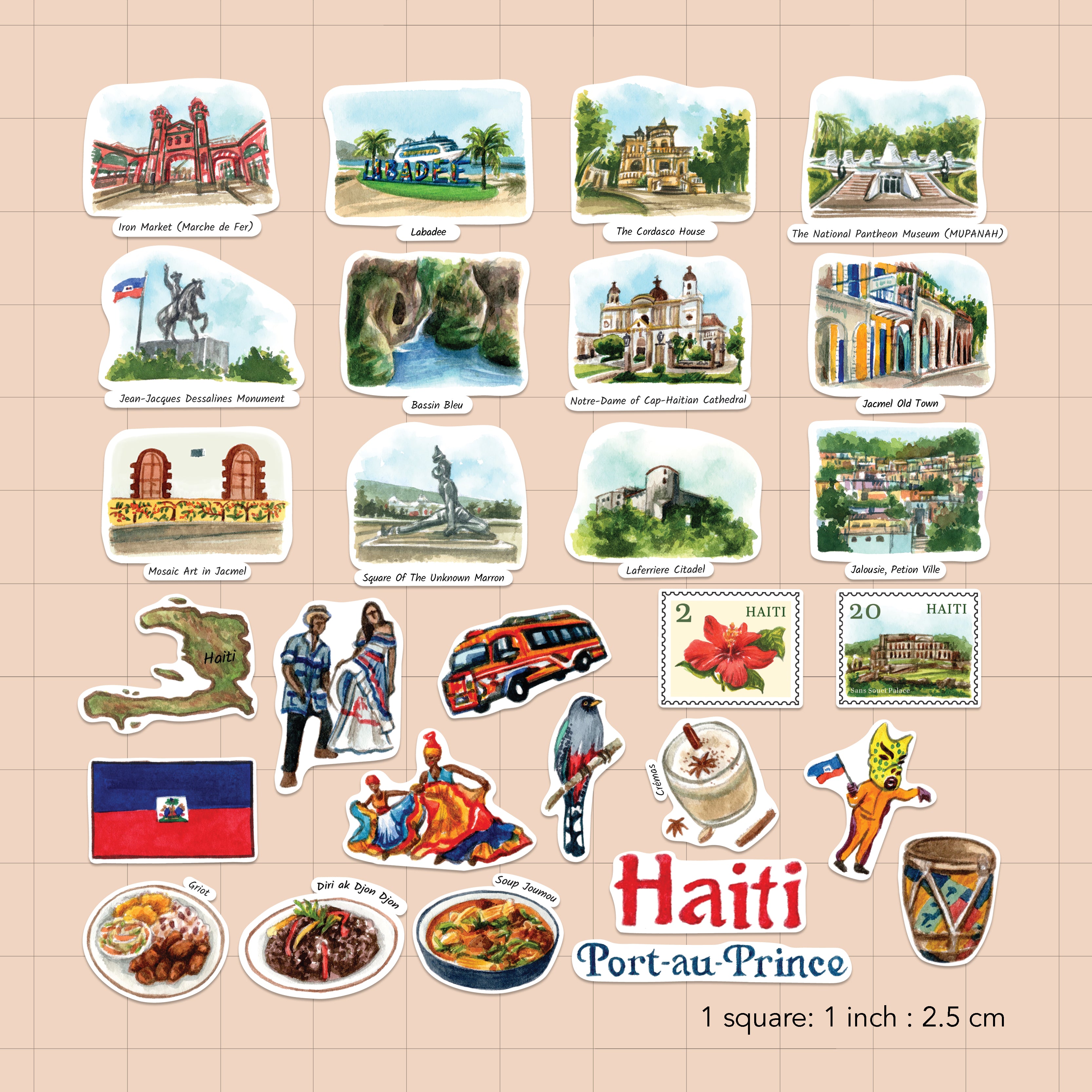 Legendary Haiti Travel Stickers (28pcs)