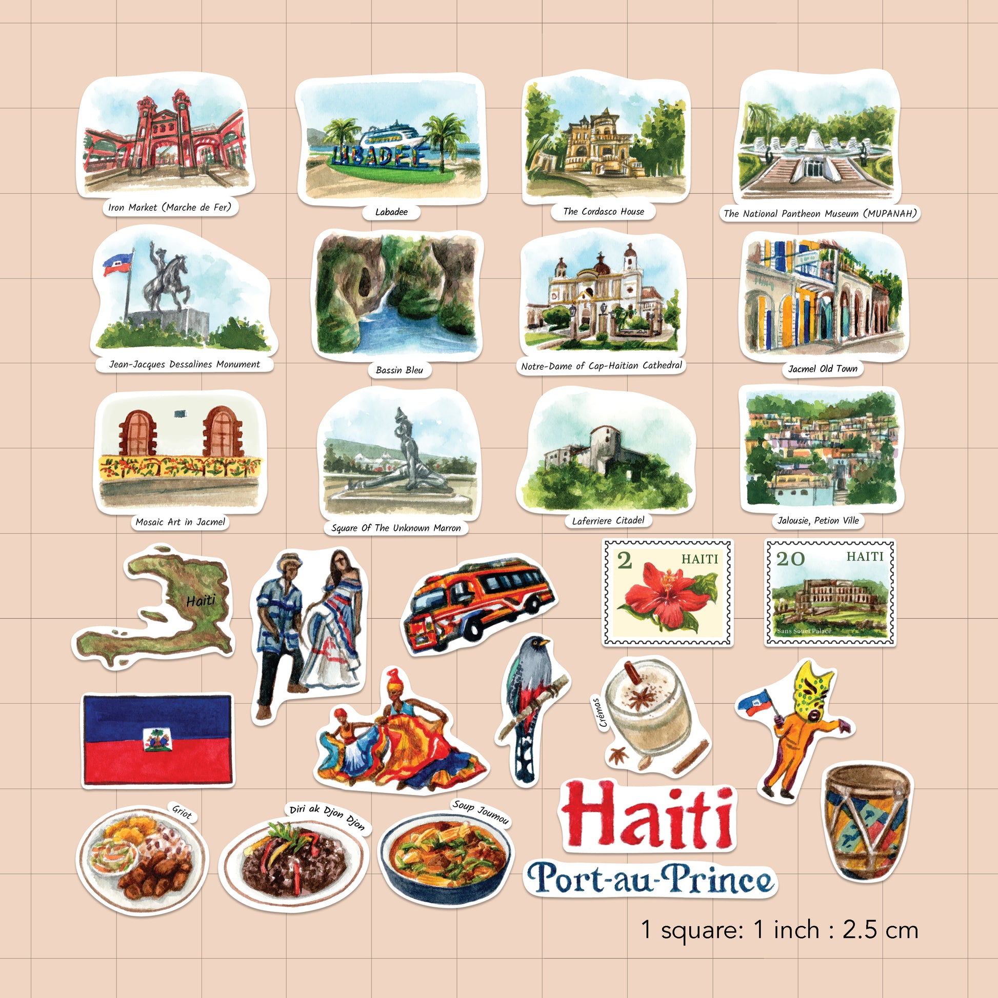Legendary Haiti Travel Stickers (28pcs)