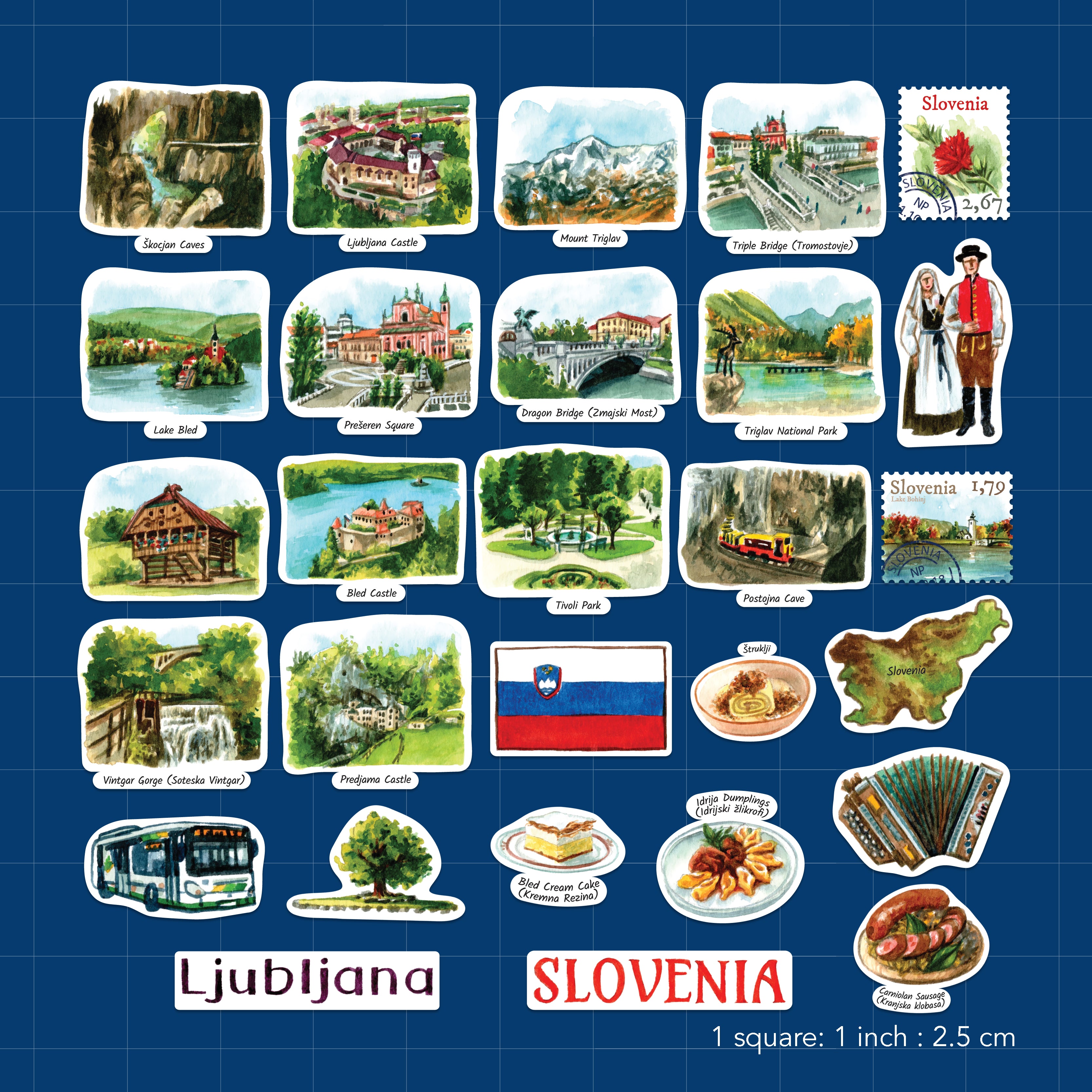 Scenic Slovenia Travel Stickers (28pcs)