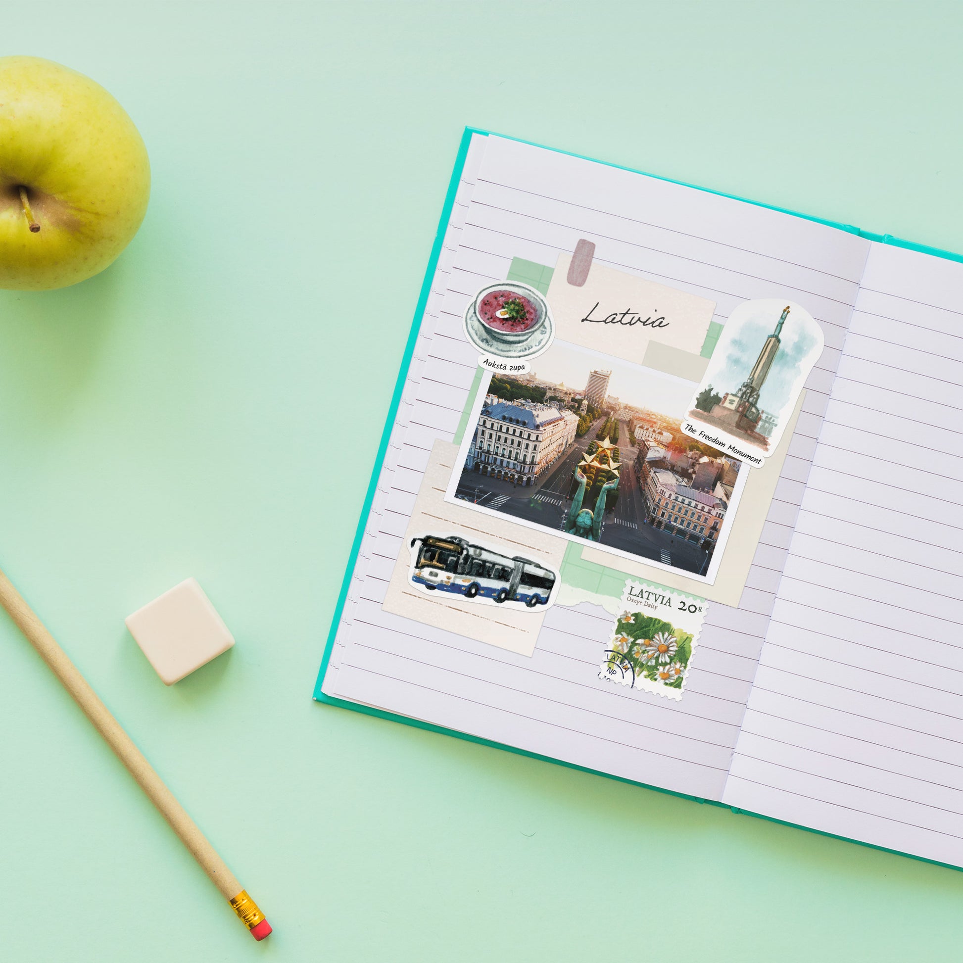 Leafy Latvia Travel Stickers (28pcs)