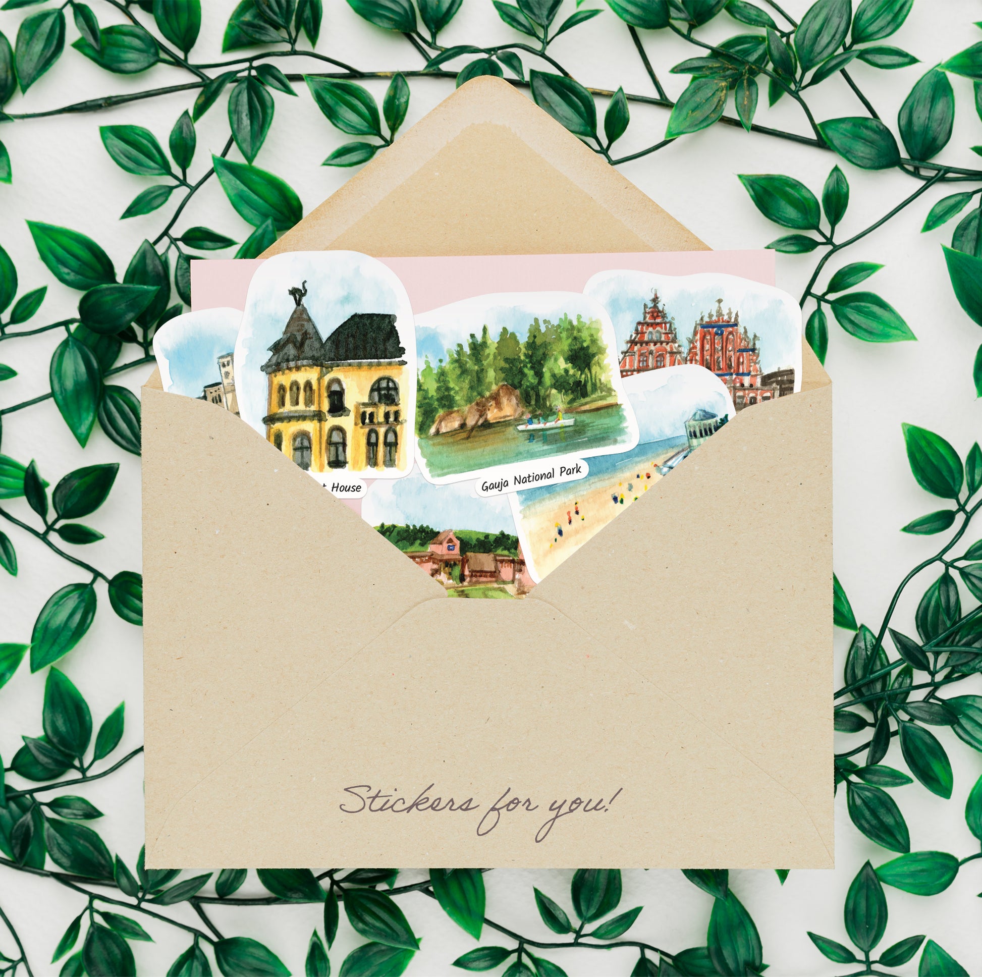 Leafy Latvia Travel Stickers (28pcs)