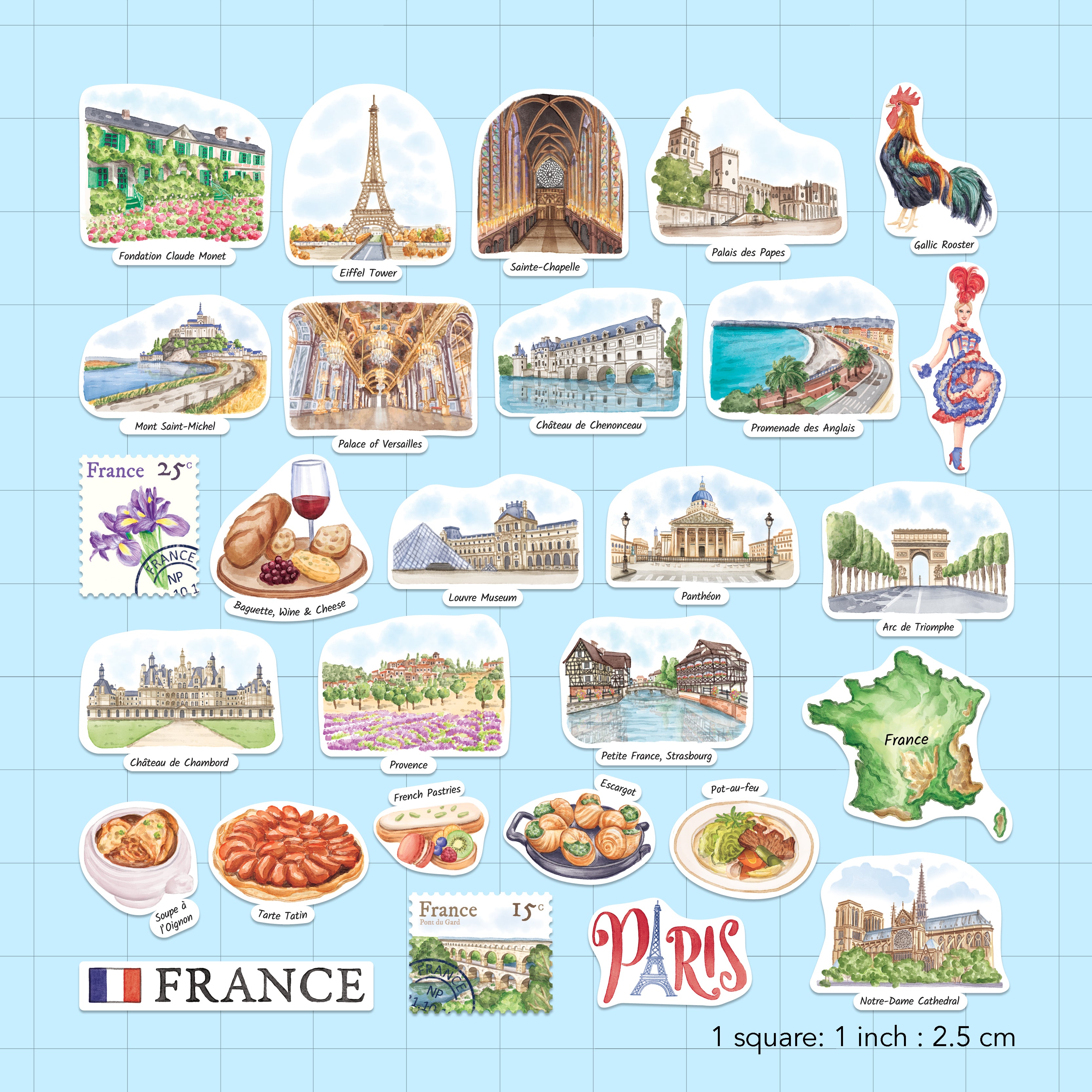Fabled France Travel Stickers (28pcs)