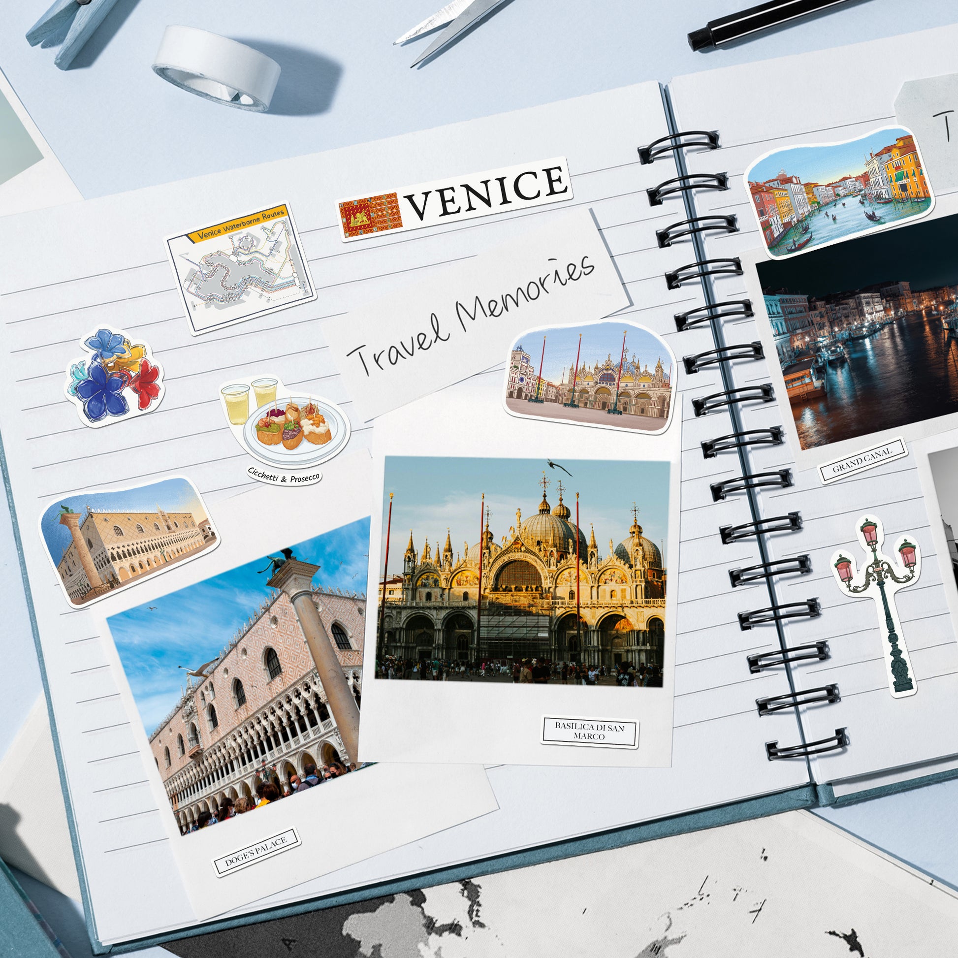 Velvety Venice Travel Stickers (28pcs)