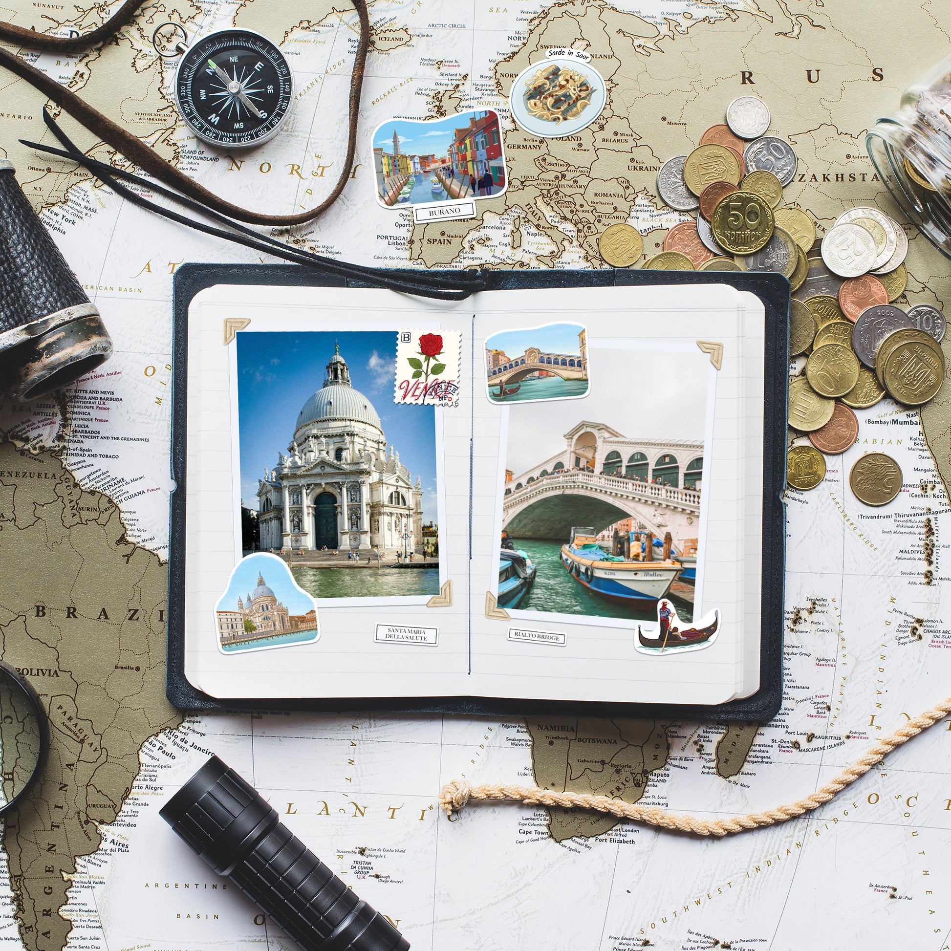 Velvety Venice Travel Stickers (28pcs)