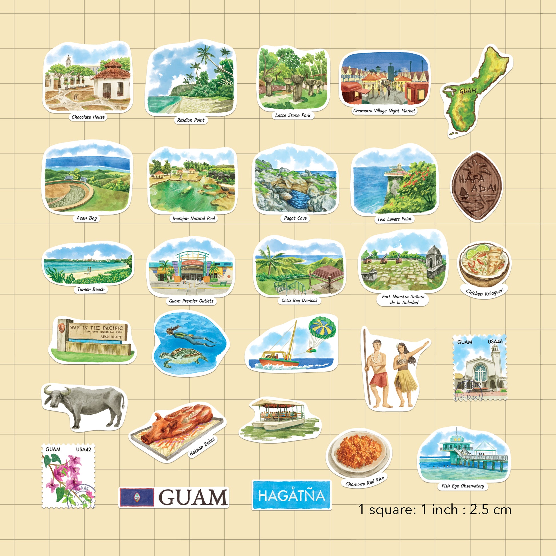 Gentle Guam Statement Stickers (28pcs)