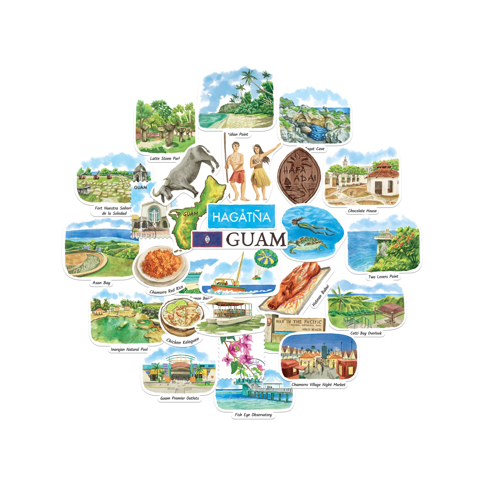 Gentle Guam Statement Stickers (28pcs)