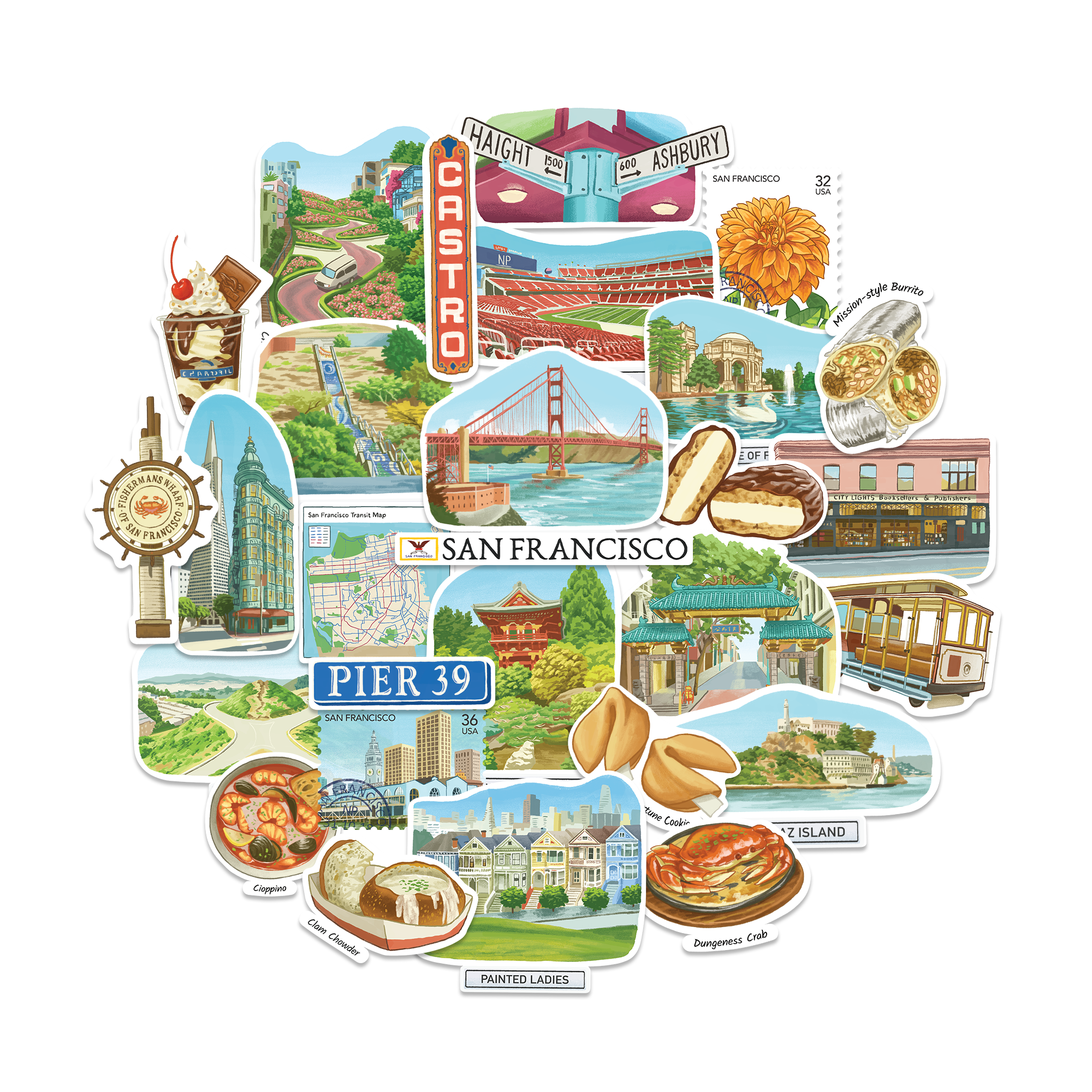 Serene San Francisco Statement Stickers (28pcs)