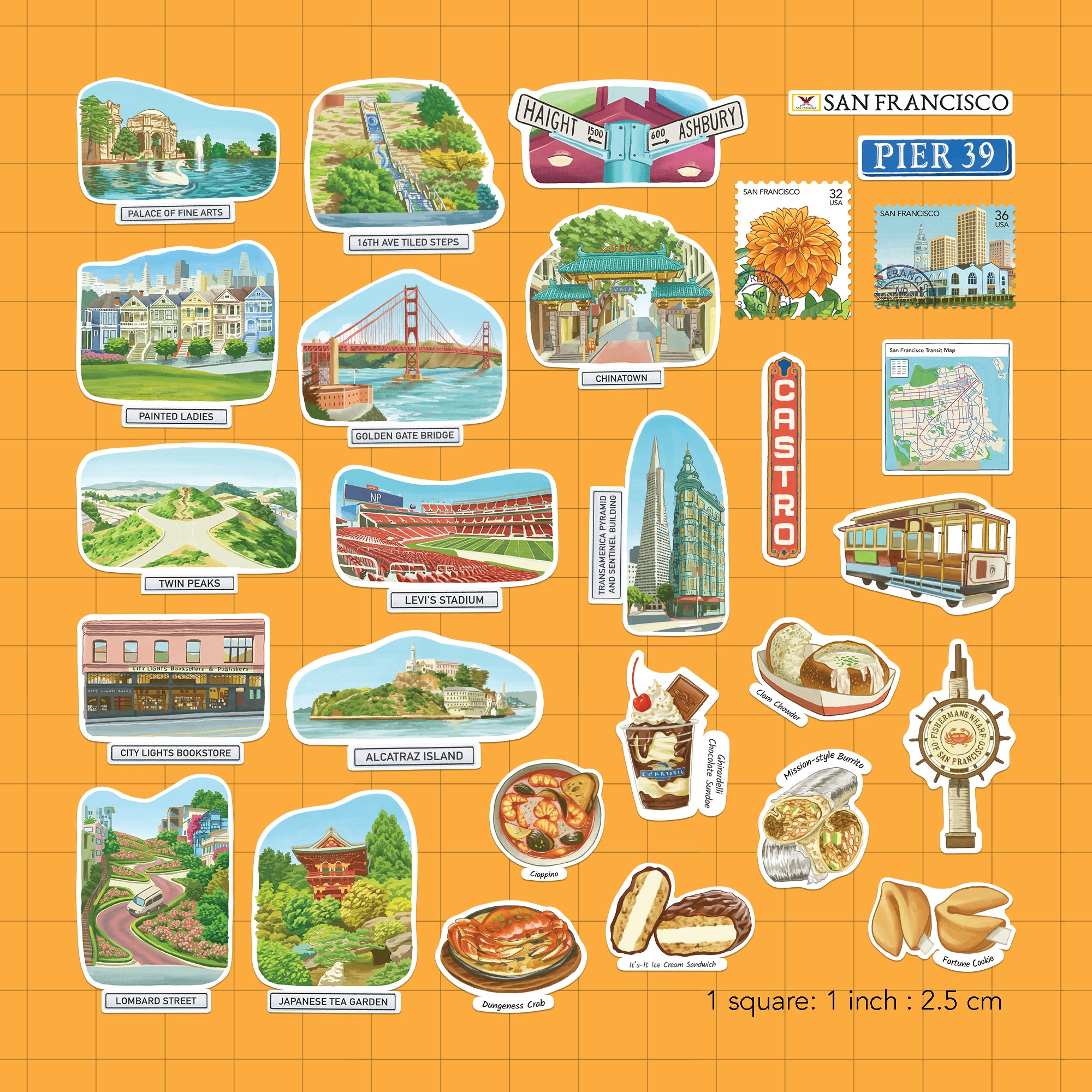 Serene San Francisco Statement Stickers (28pcs)
