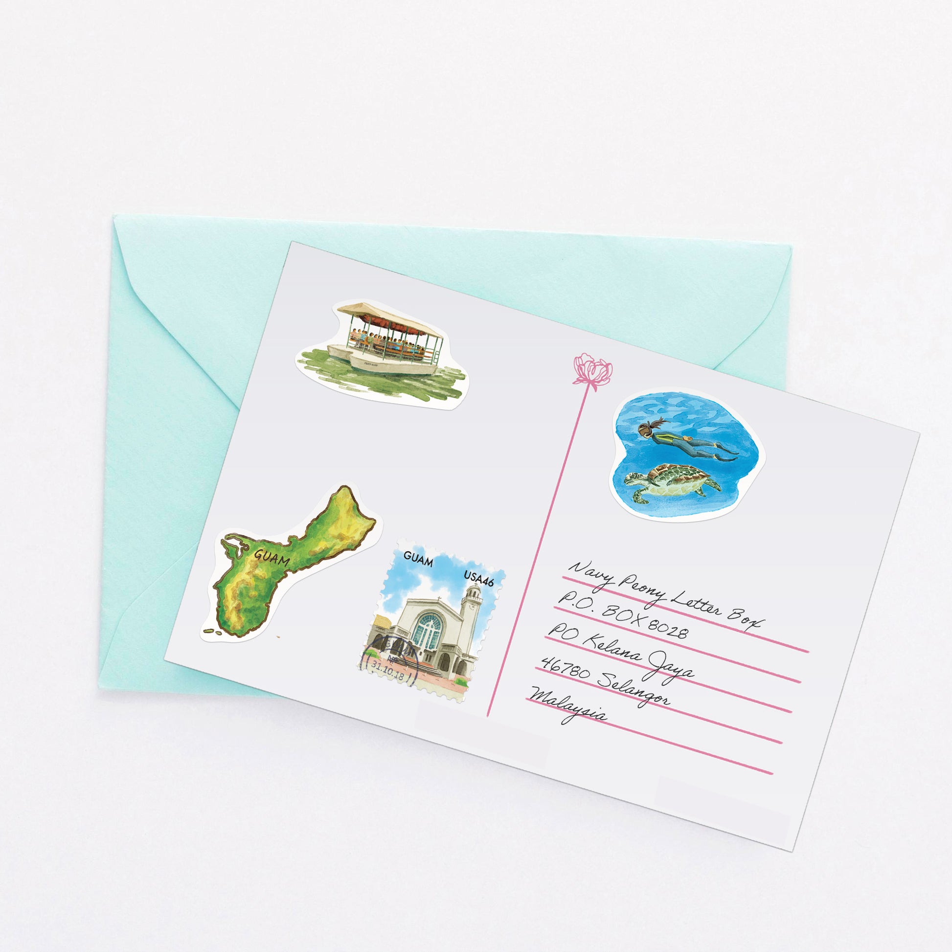 Gentle Guam Travel Stickers (28pcs)