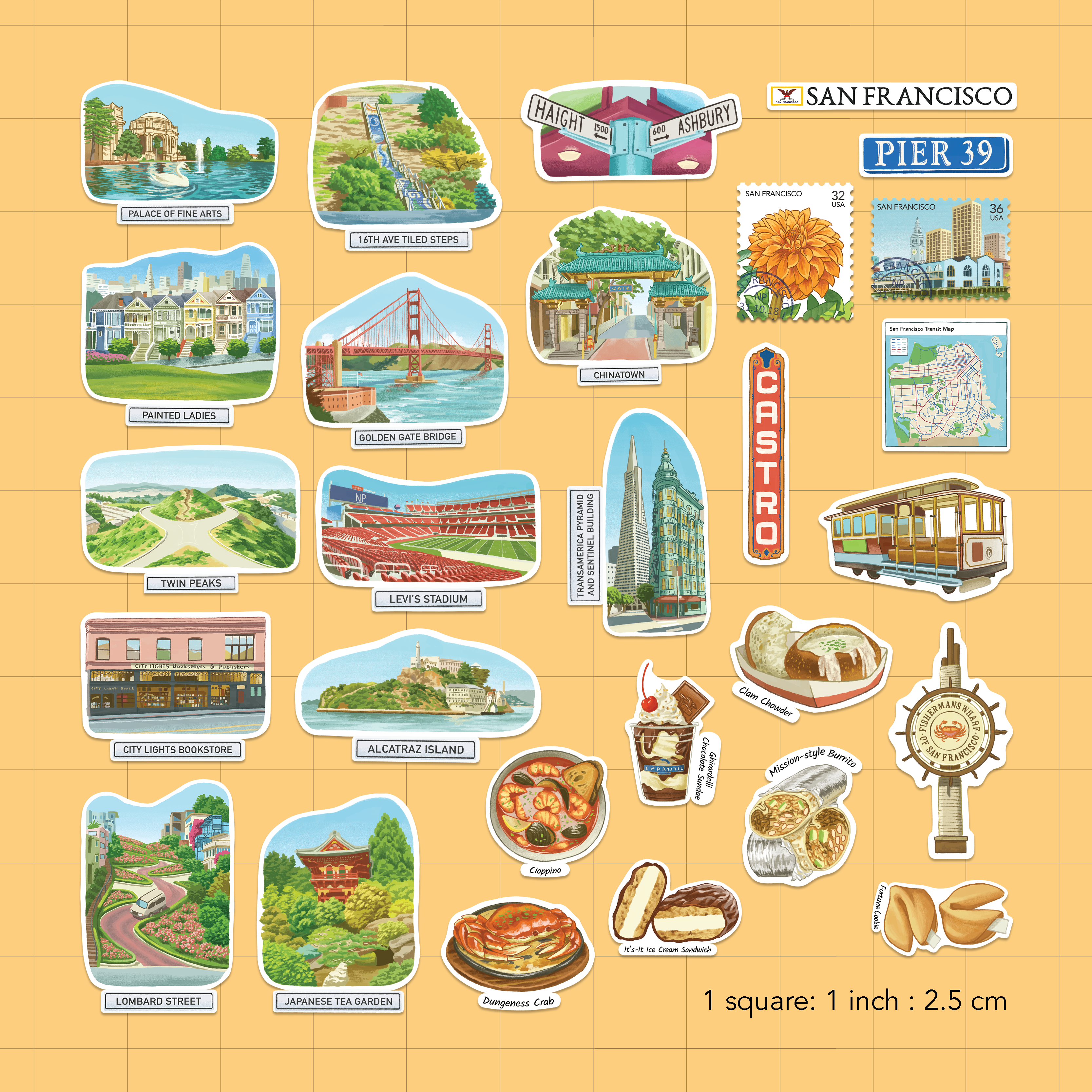 Serene San Francisco Travel Stickers (28pcs)