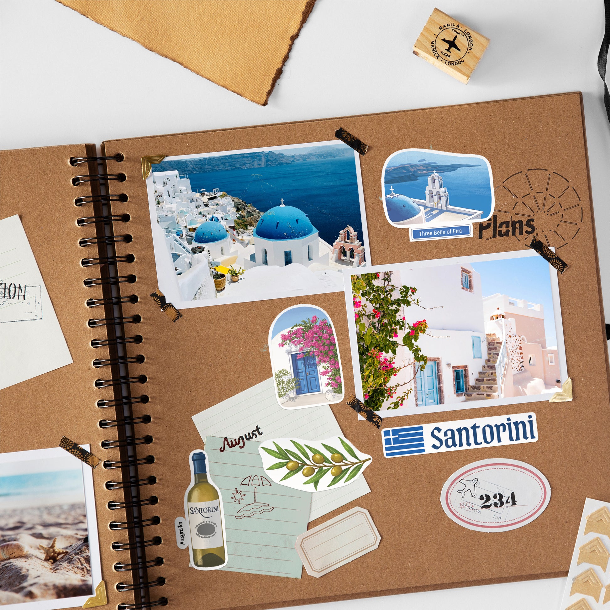Sunlit Santorini Travel Stickers (28pcs)