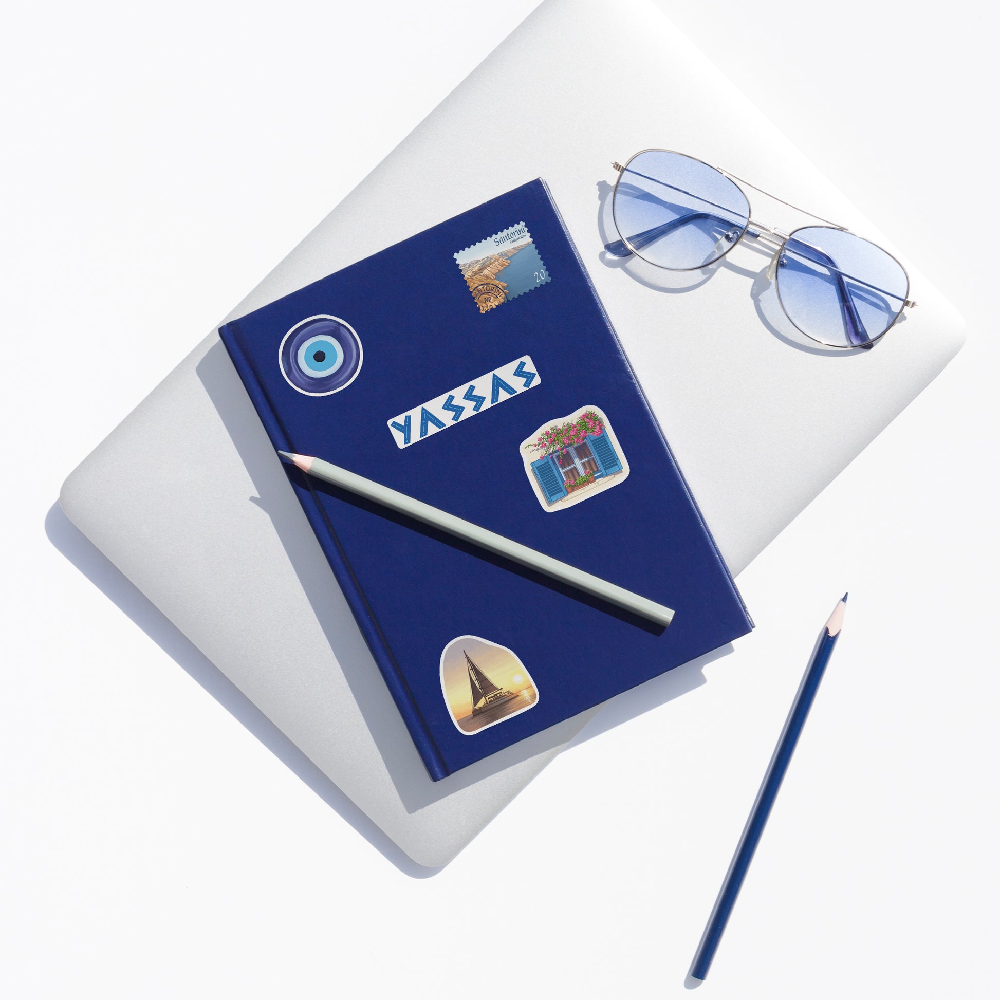 Sunlit Santorini Travel Stickers (28pcs)