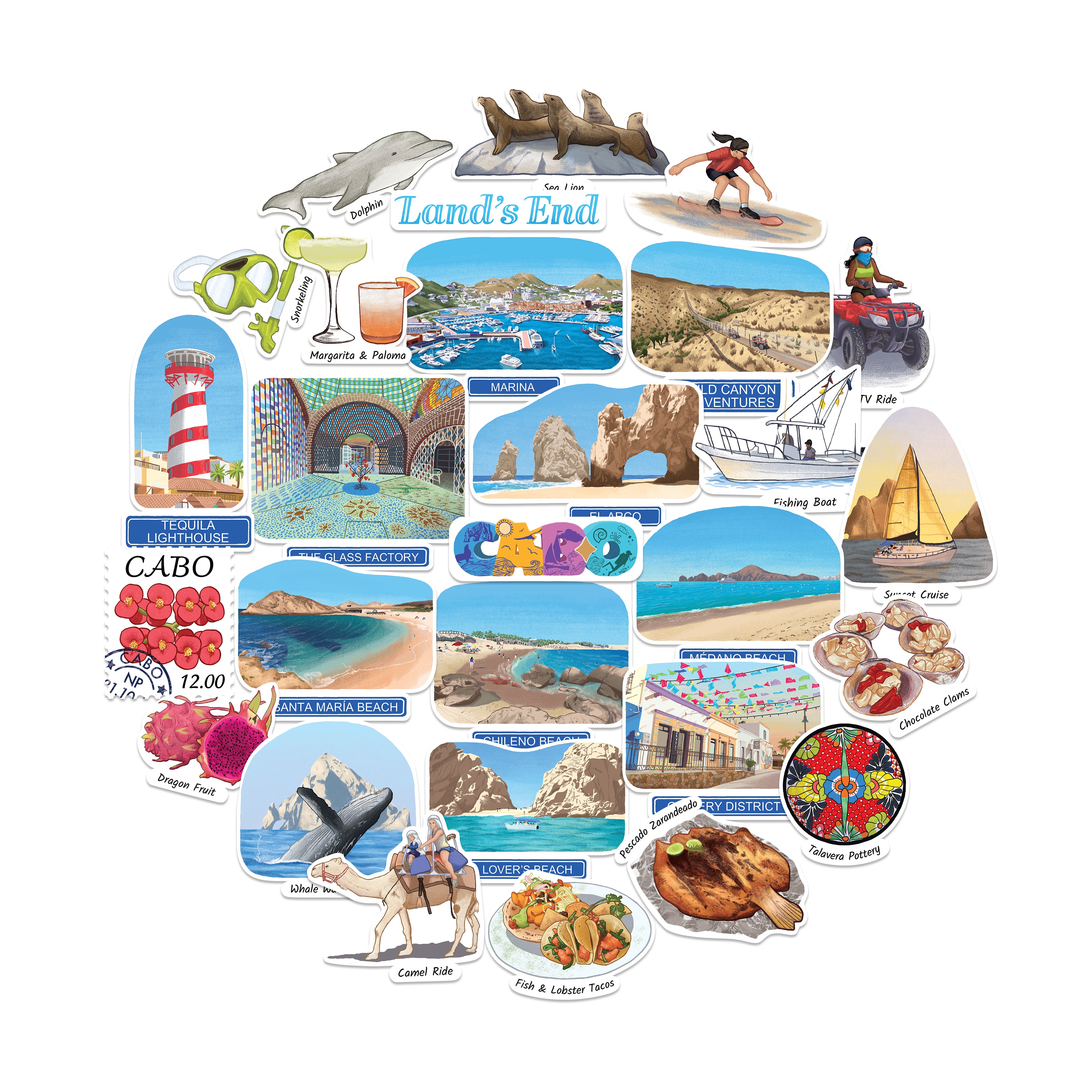 Cherished Cabo Travel Stickers (28pcs)