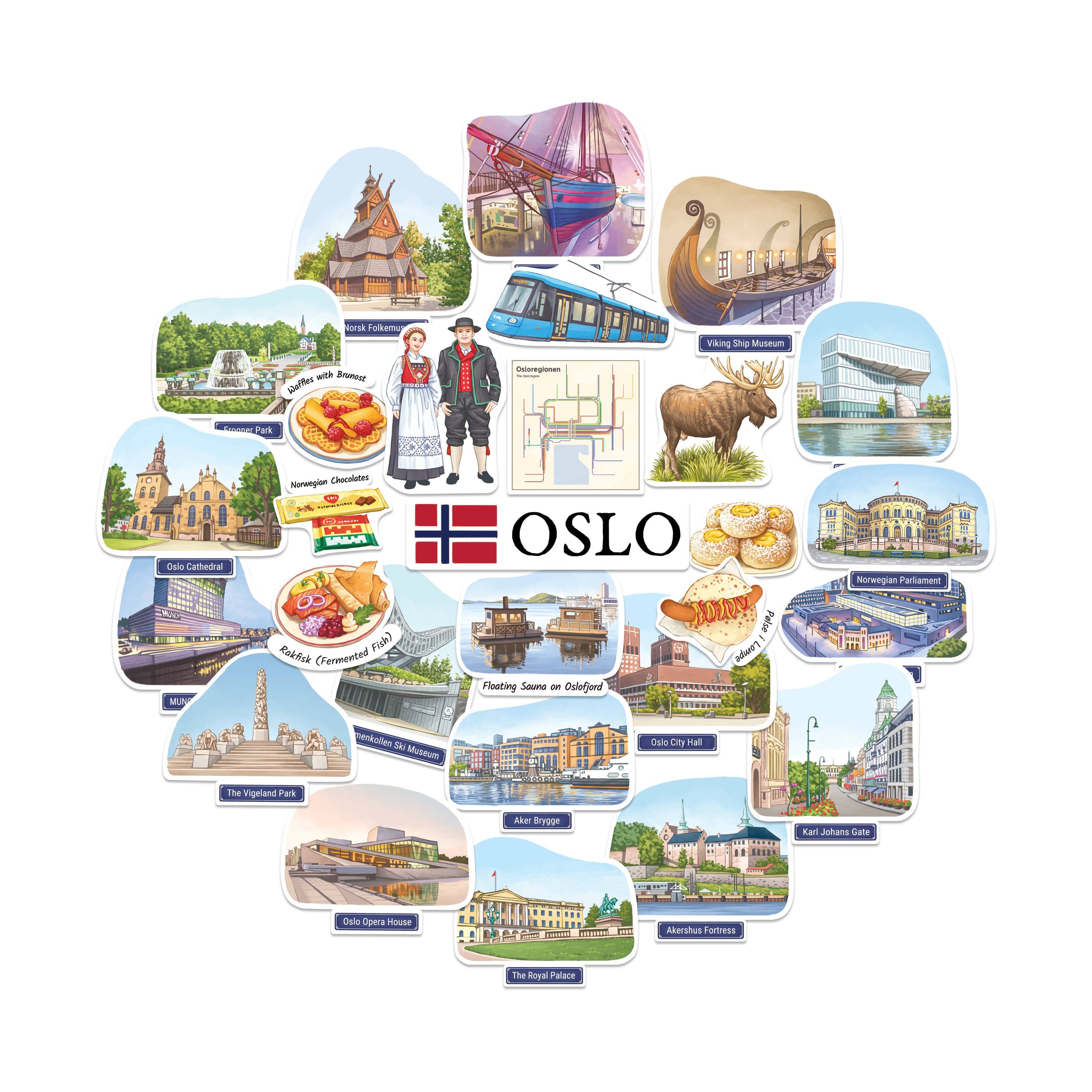 Opaline Oslo Travel Stickers (28pcs)