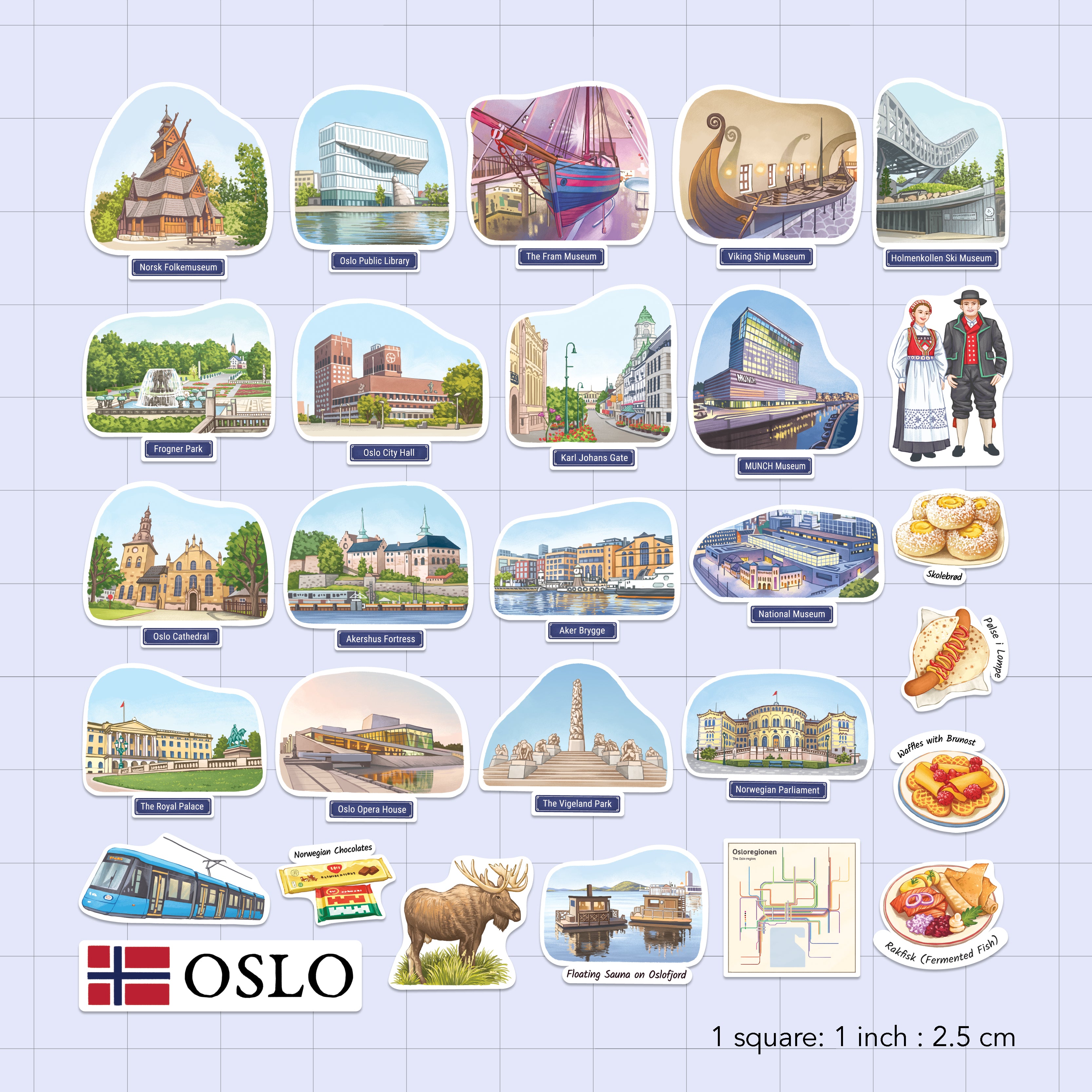 Opaline Oslo Travel Stickers (28pcs)