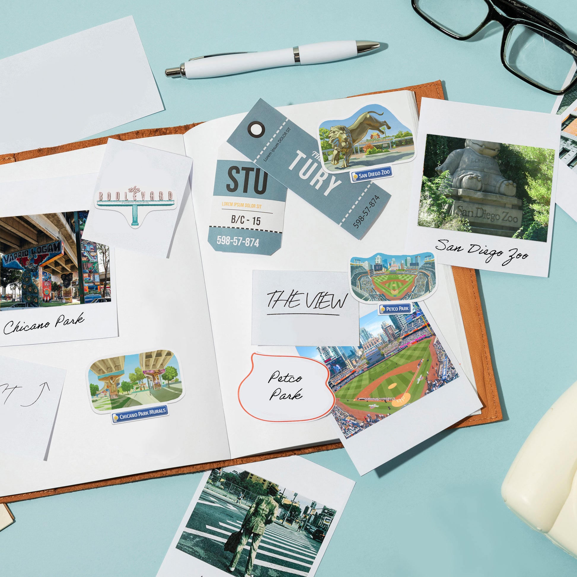 Sunny San Diego Travel Stickers (28pcs)