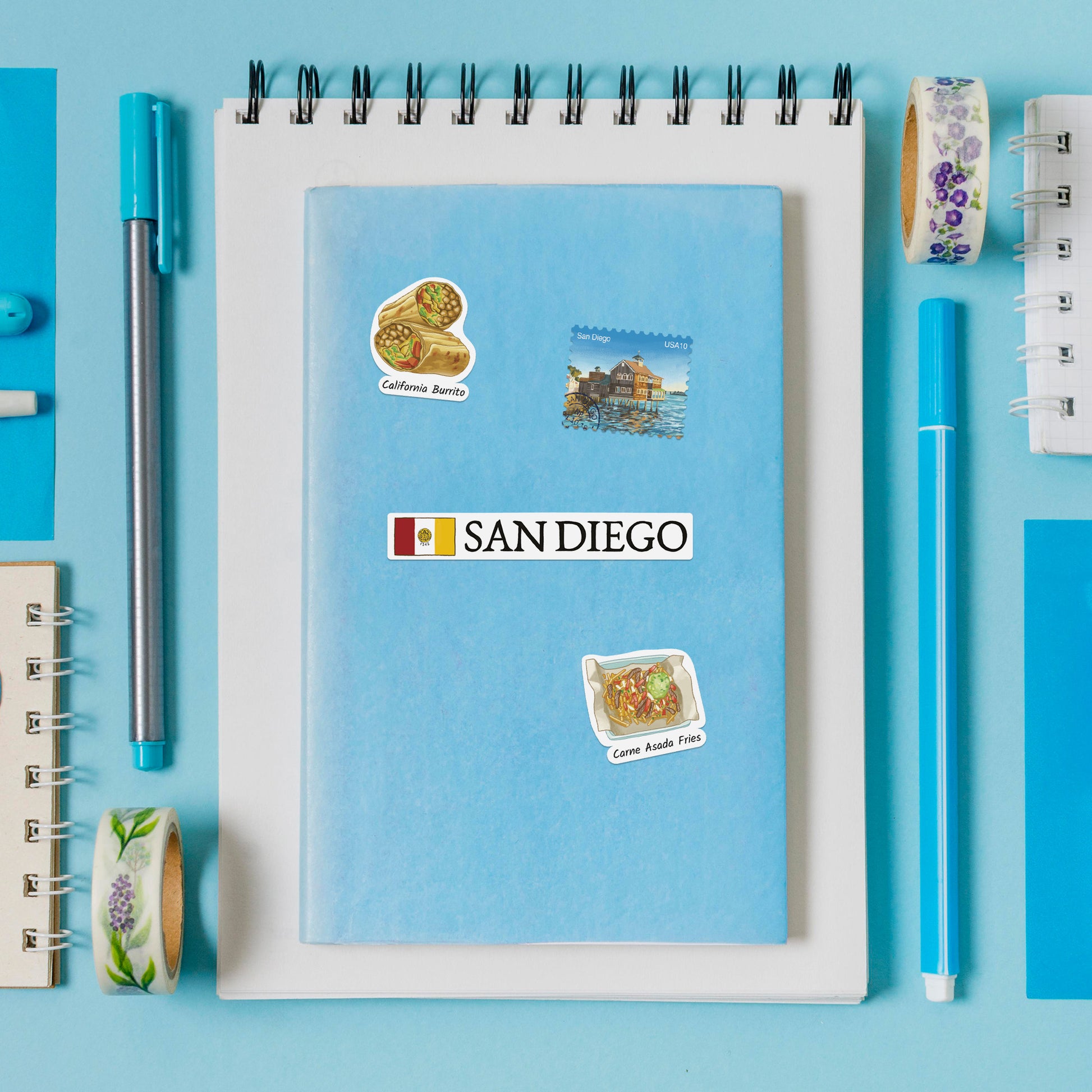 Sunny San Diego Travel Stickers (28pcs)