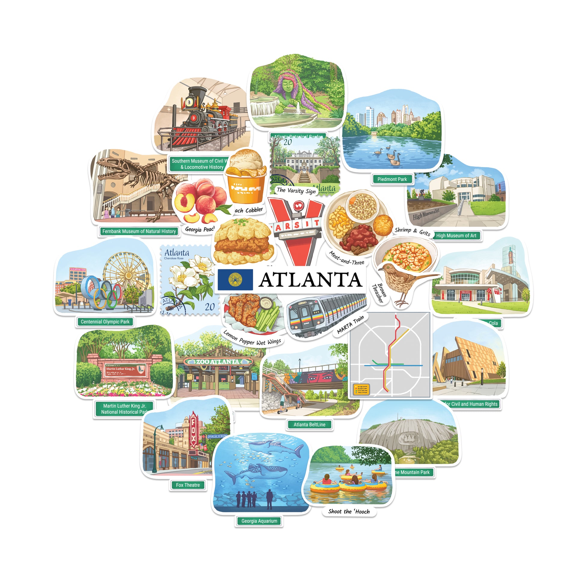 Awakening Atlanta Travel Stickers (28pcs)