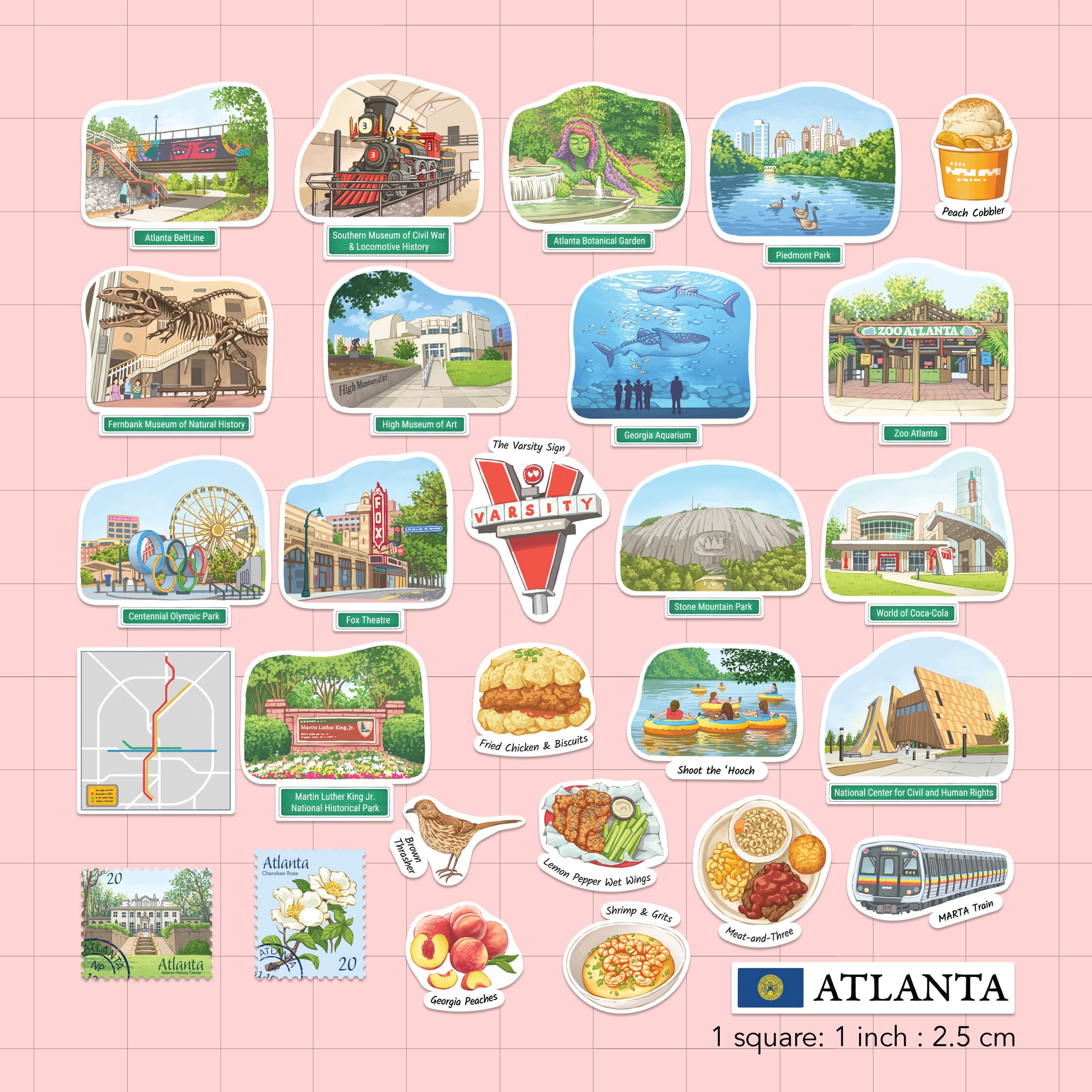 Awakening Atlanta Travel Stickers (28pcs)