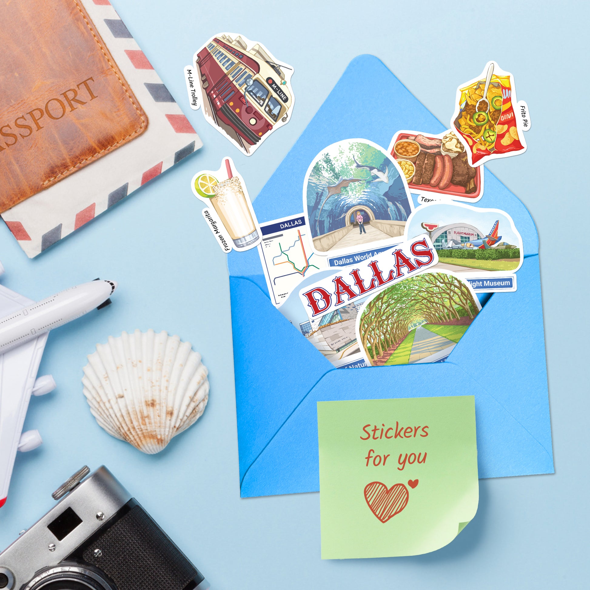 Dynamic Dallas Travel Stickers (28pcs)