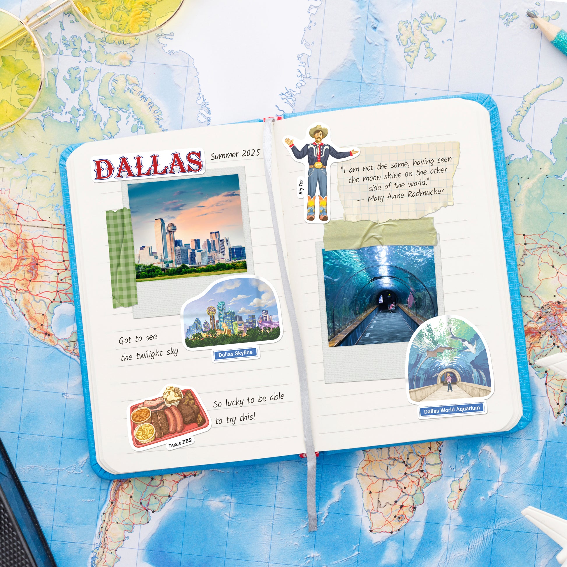 Dynamic Dallas Travel Stickers (28pcs)