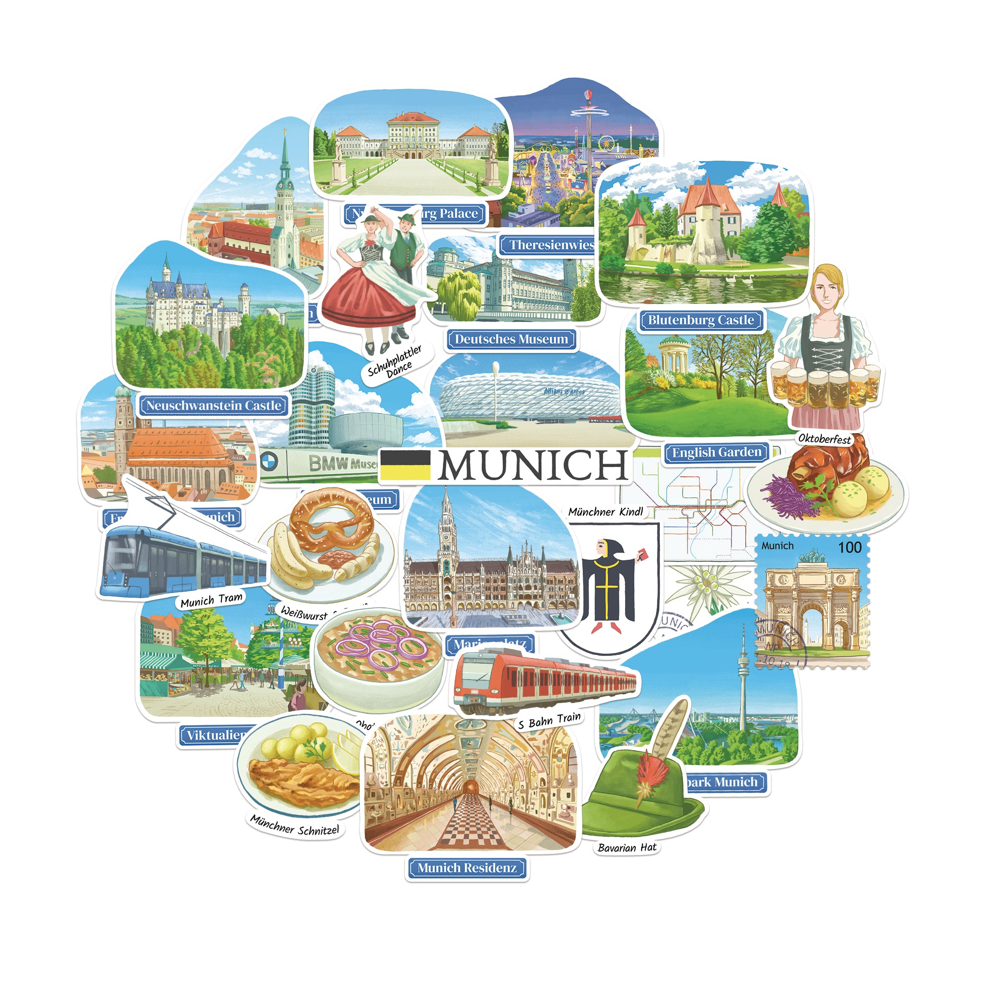 Majestic Munich Travel Stickers (28pcs)