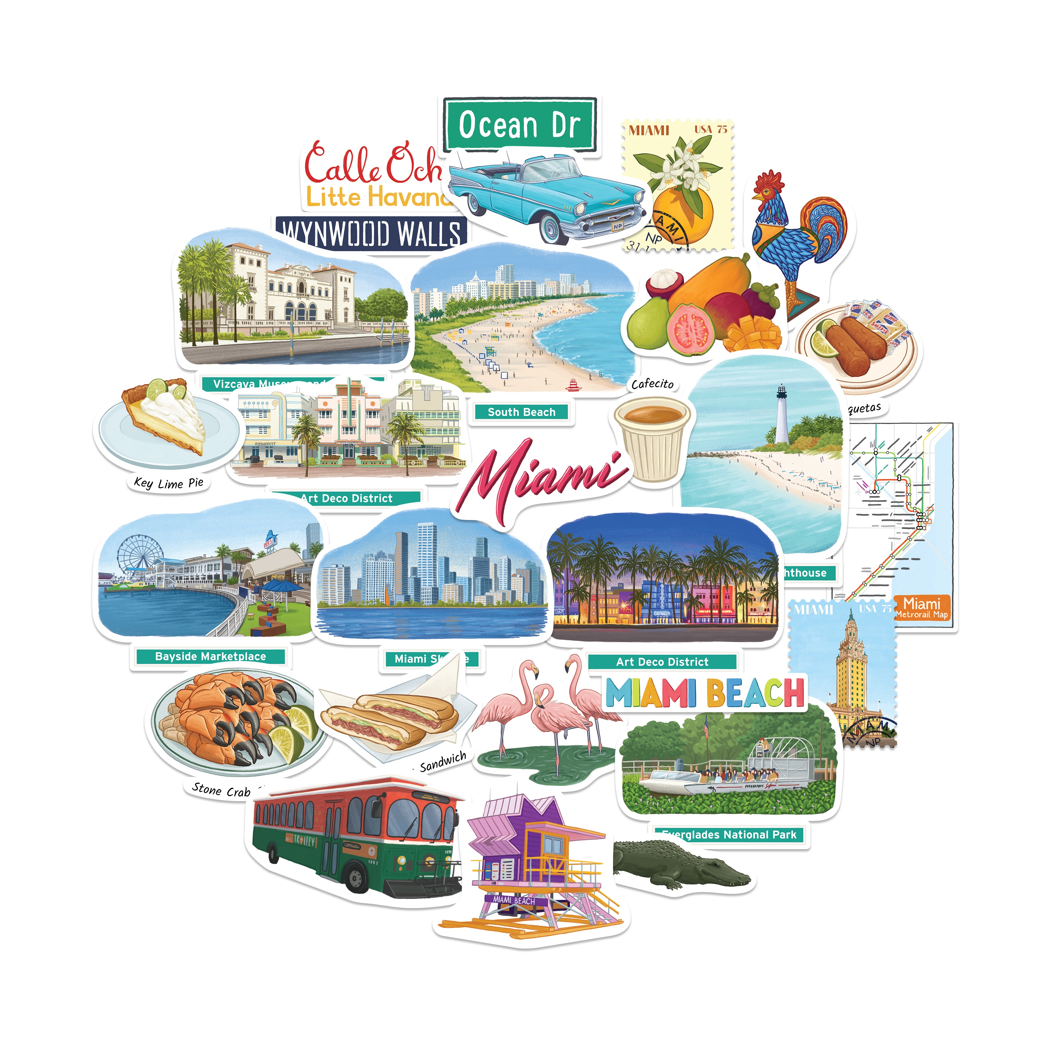 Magical Miami Travel Stickers (28pcs)