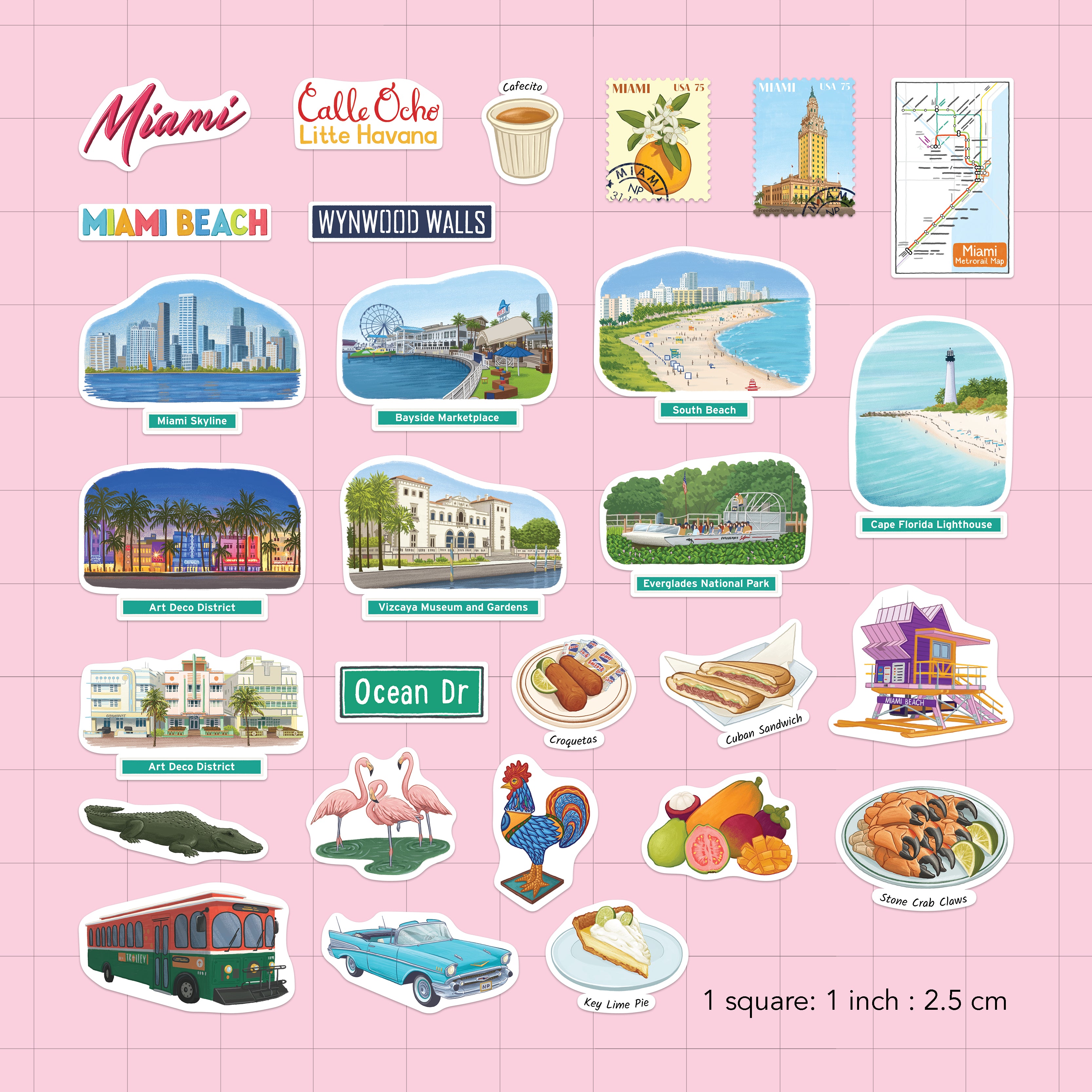 Magical Miami Travel Stickers (28pcs)