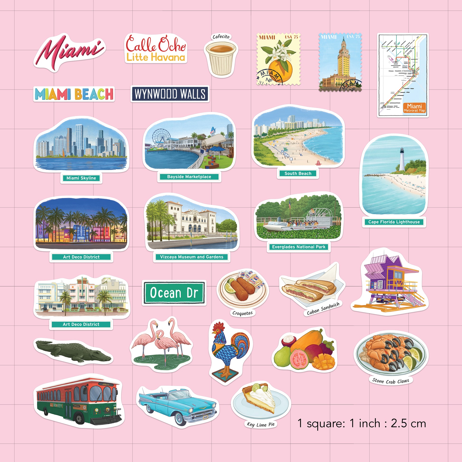 Magical Miami Travel Stickers (28pcs)