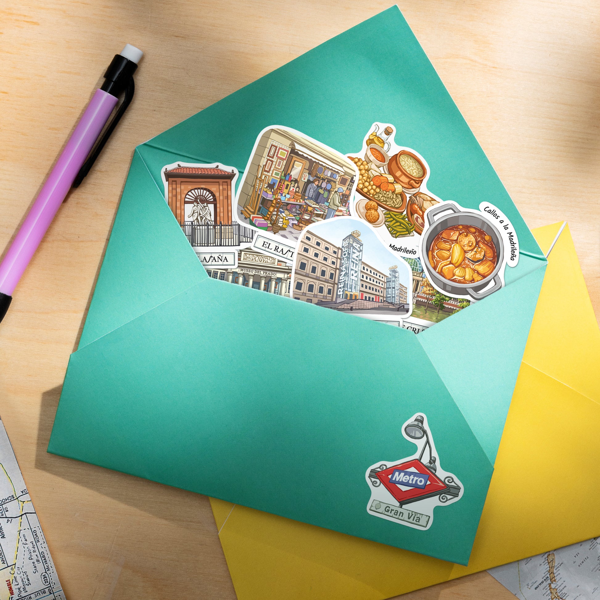 Sunlit Madrid Travel Stickers (28pcs)