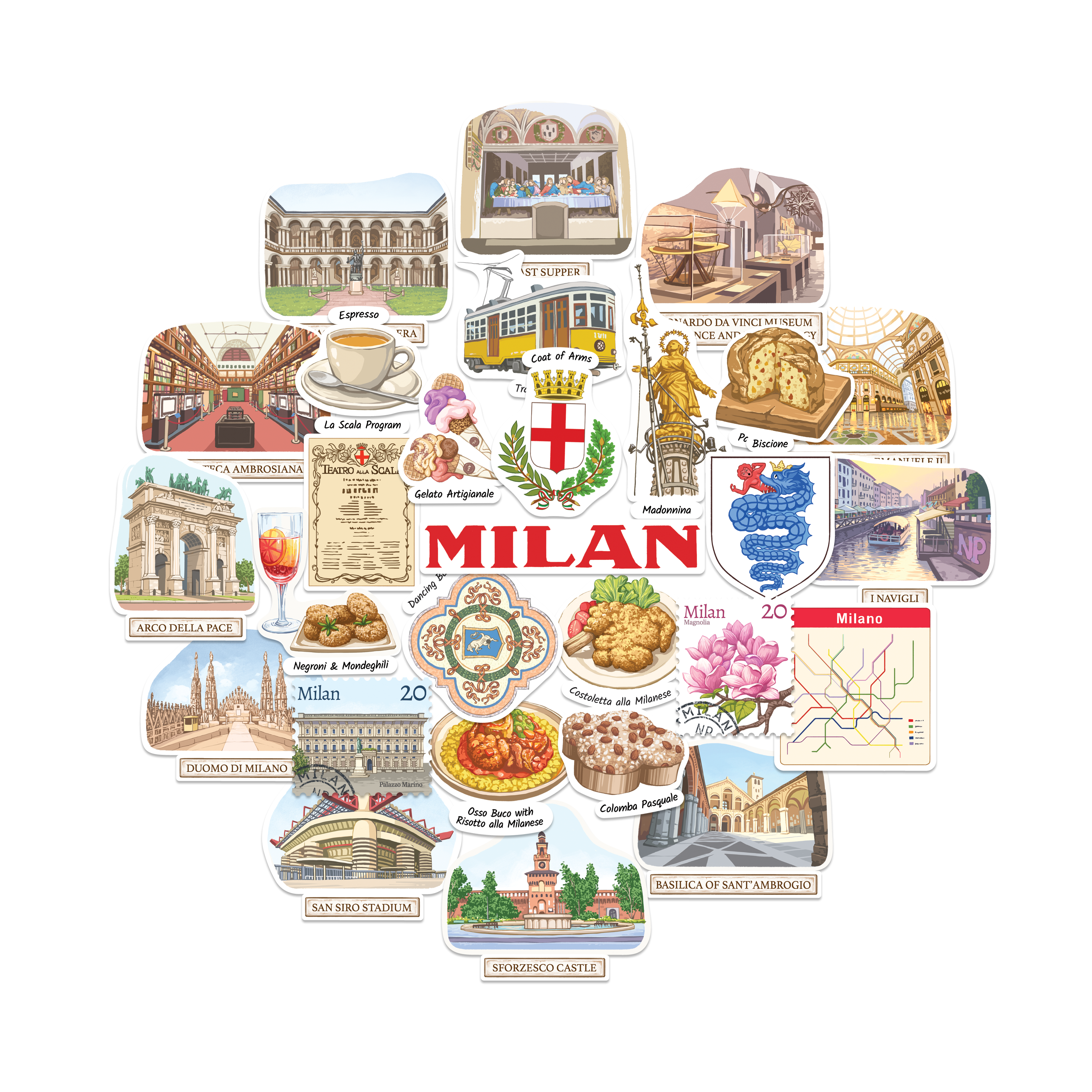 Magnificent Milan Travel Stickers (28pcs)
