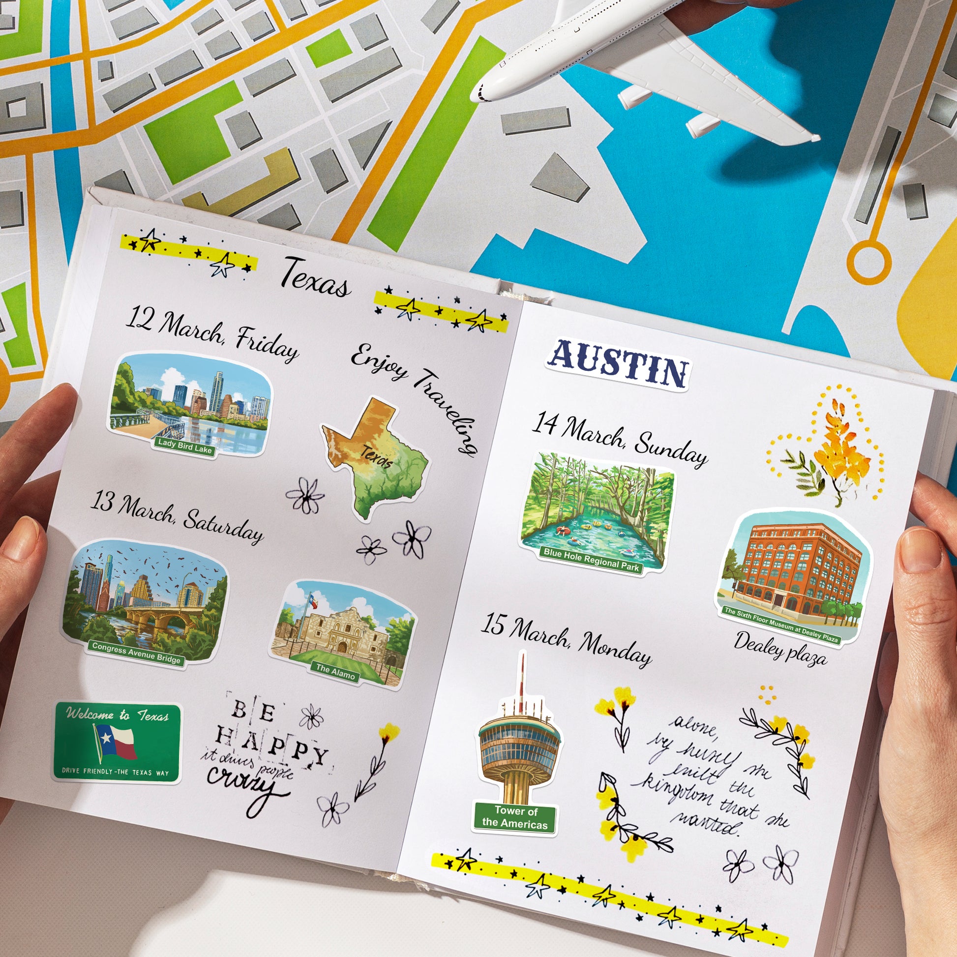 Thrilling Texas State Travel Stickers (28 pcs)