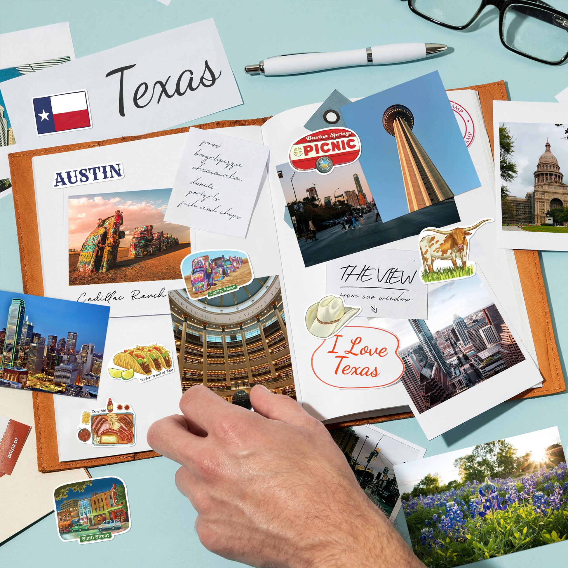 Thrilling Texas State Travel Stickers (28 pcs)