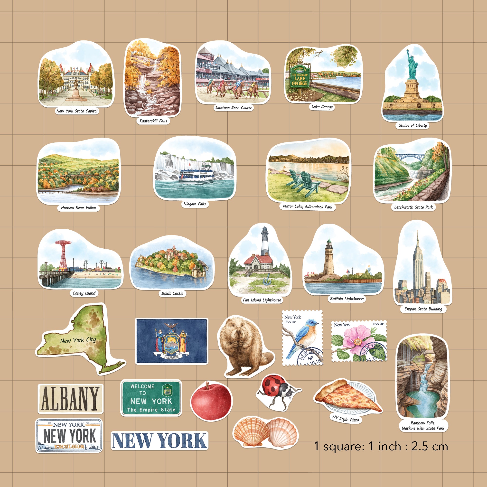 Nostalgic New York State Statement Stickers (28pcs)