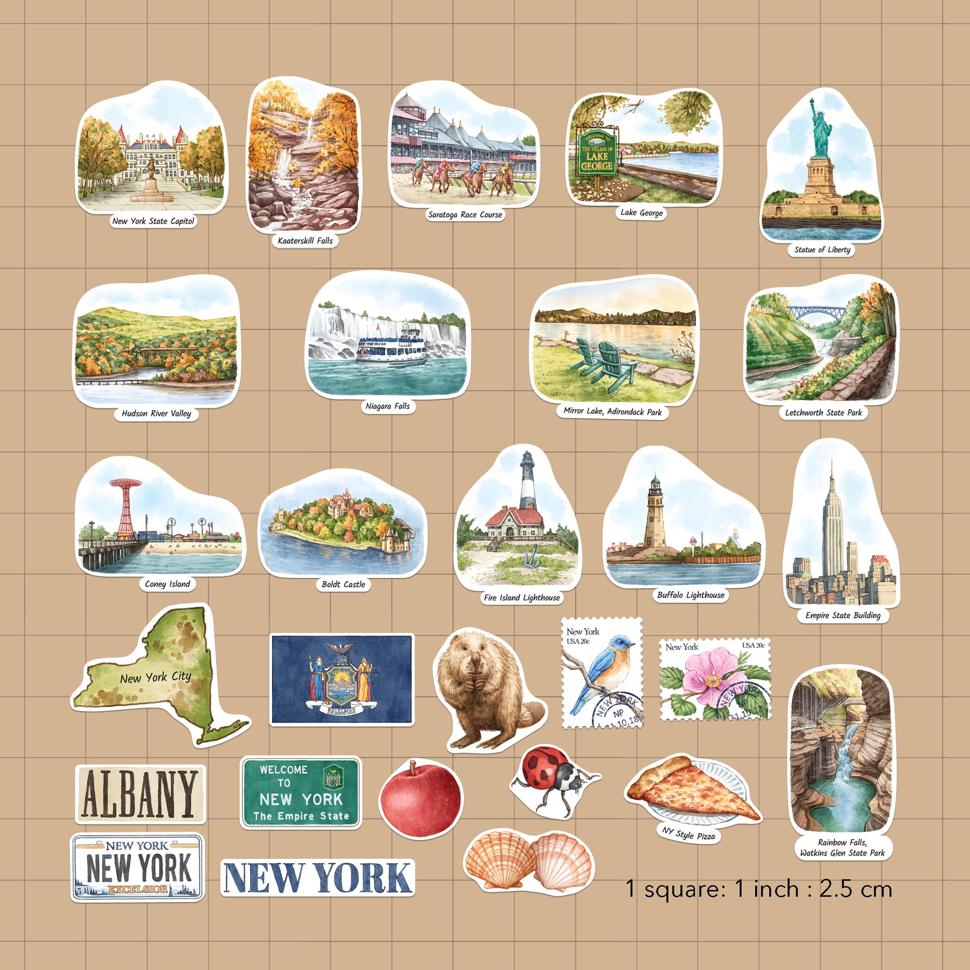 Nostalgic New York State Statement Stickers (28pcs)