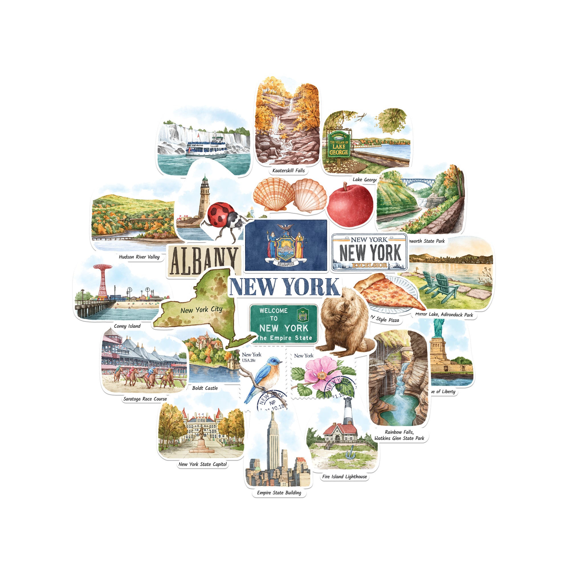 Nostalgic New York State Statement Stickers (28pcs)