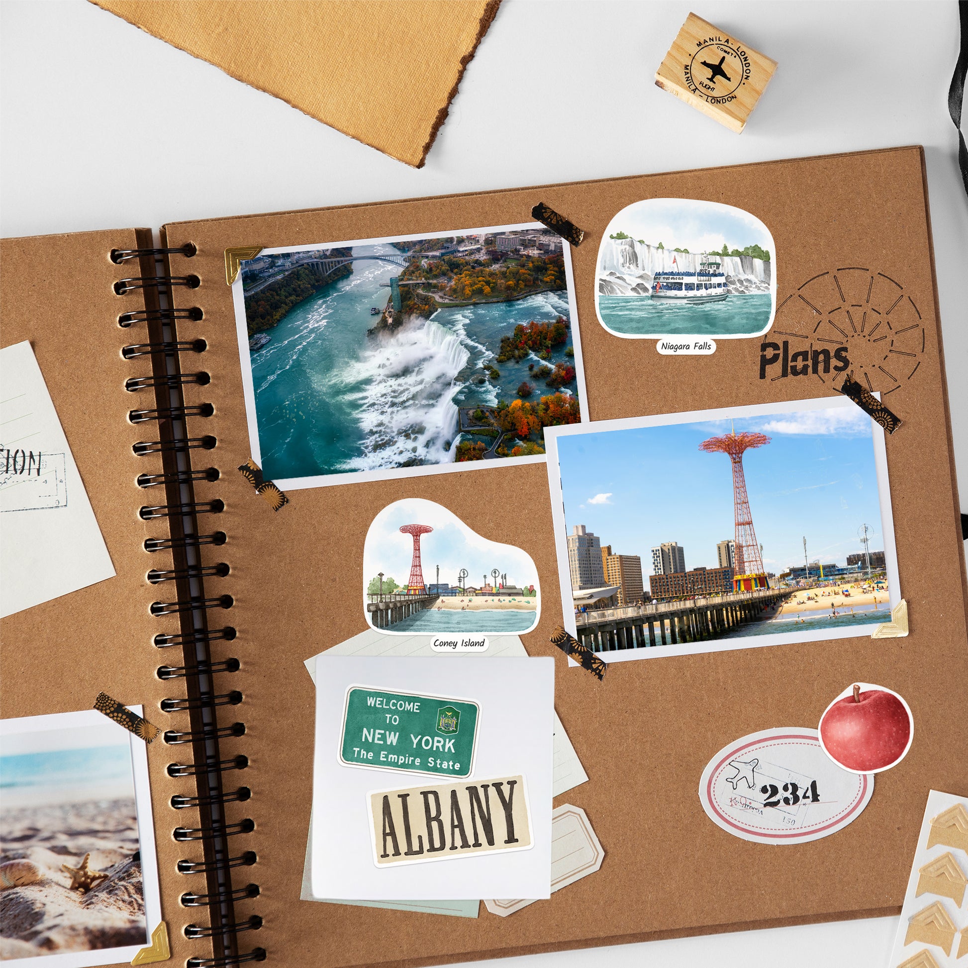 Nostalgic New York State Travel Stickers (28pcs)