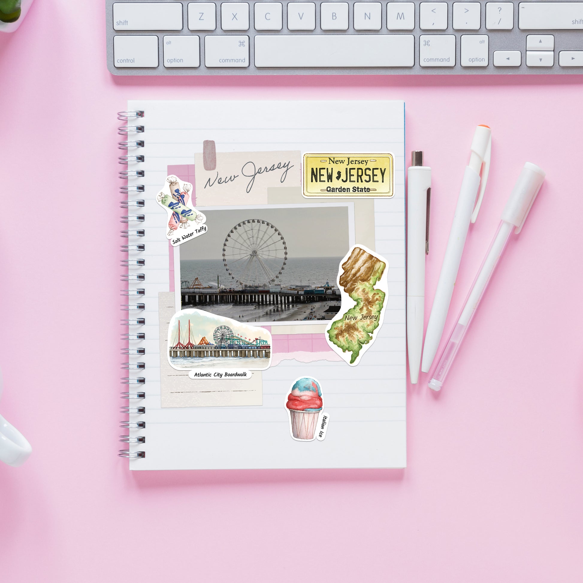 Nostalgic New Jersey State Travel Stickers (28pcs)