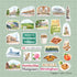 The full Alabama sticker set on a green grid, one square per inch, showing Bryant-Denny Stadium and pecan pie