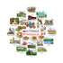 Bratislava Castle, the Blue Church, kraslice eggs, red tram and 'SLOVAKIA' stickers in a cross-shaped cluster