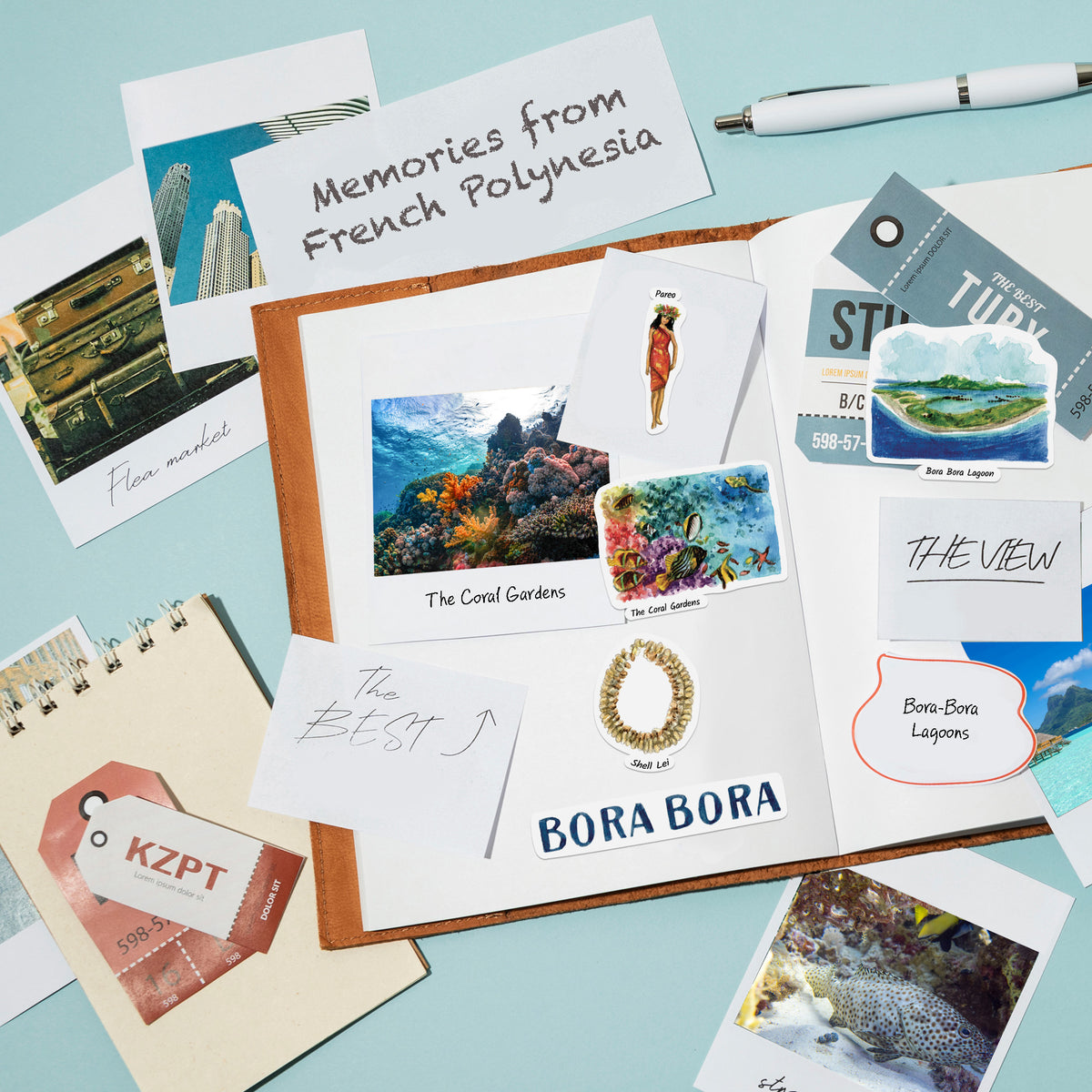 French Polynesia Travel Stickers (28pcs)