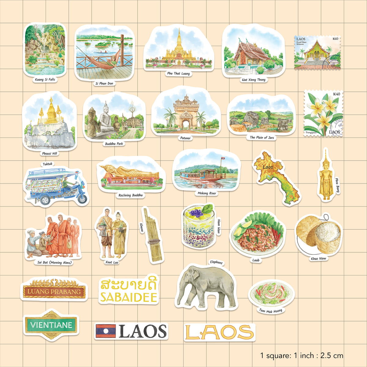 Luminous Laos Statement Stickers (28pcs)