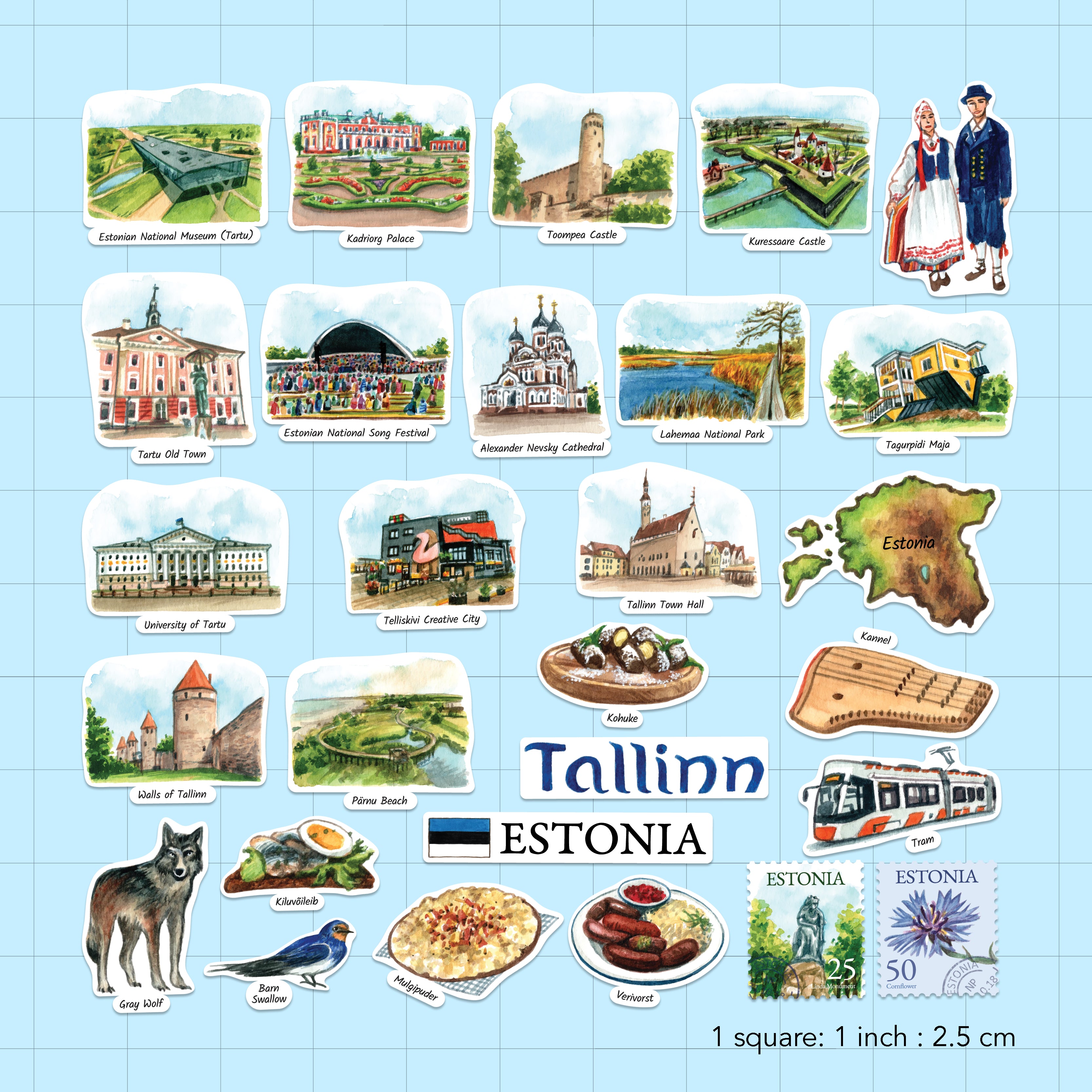Enchanting Estonia Travel Stickers (28pcs)