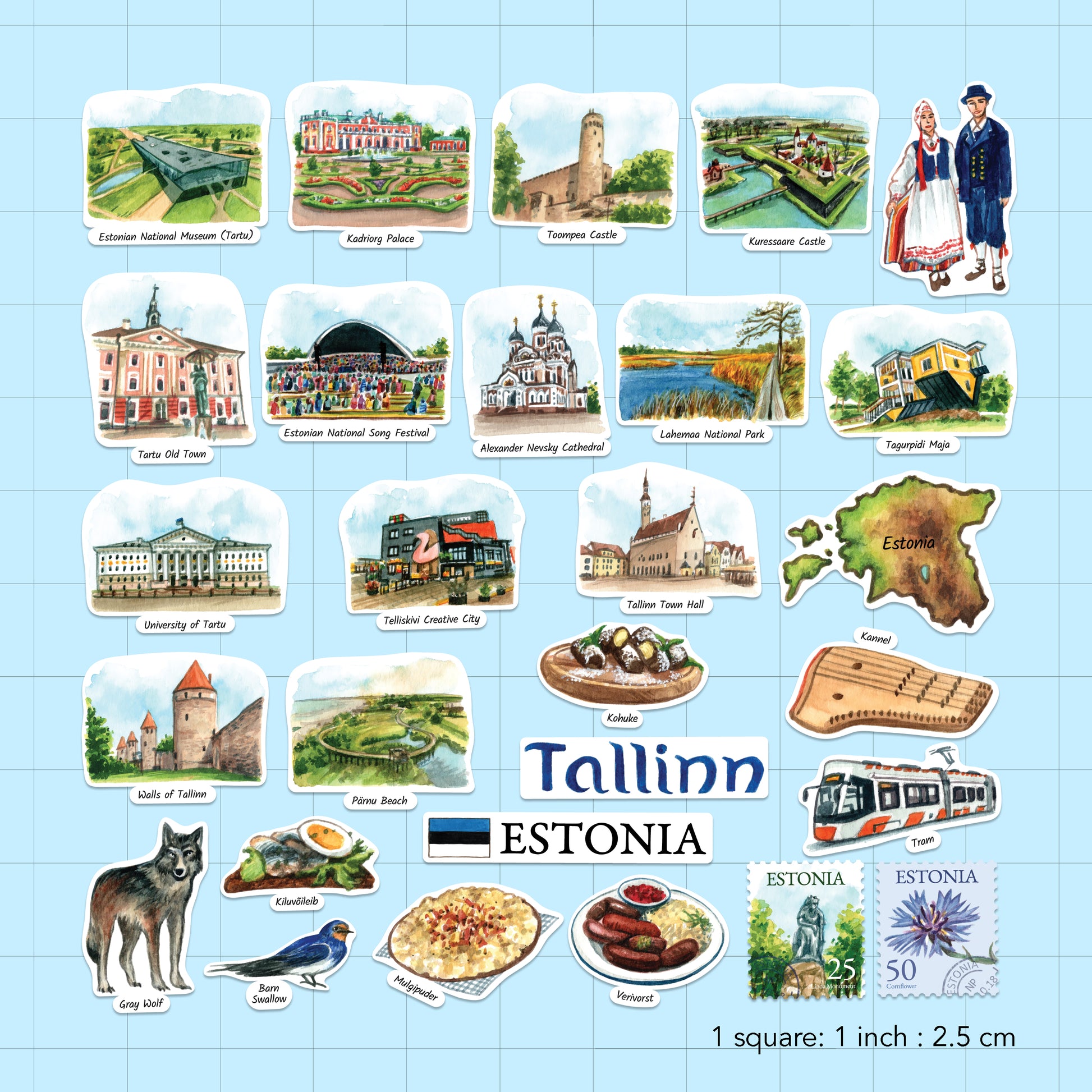 Enchanting Estonia Travel Stickers (28pcs)