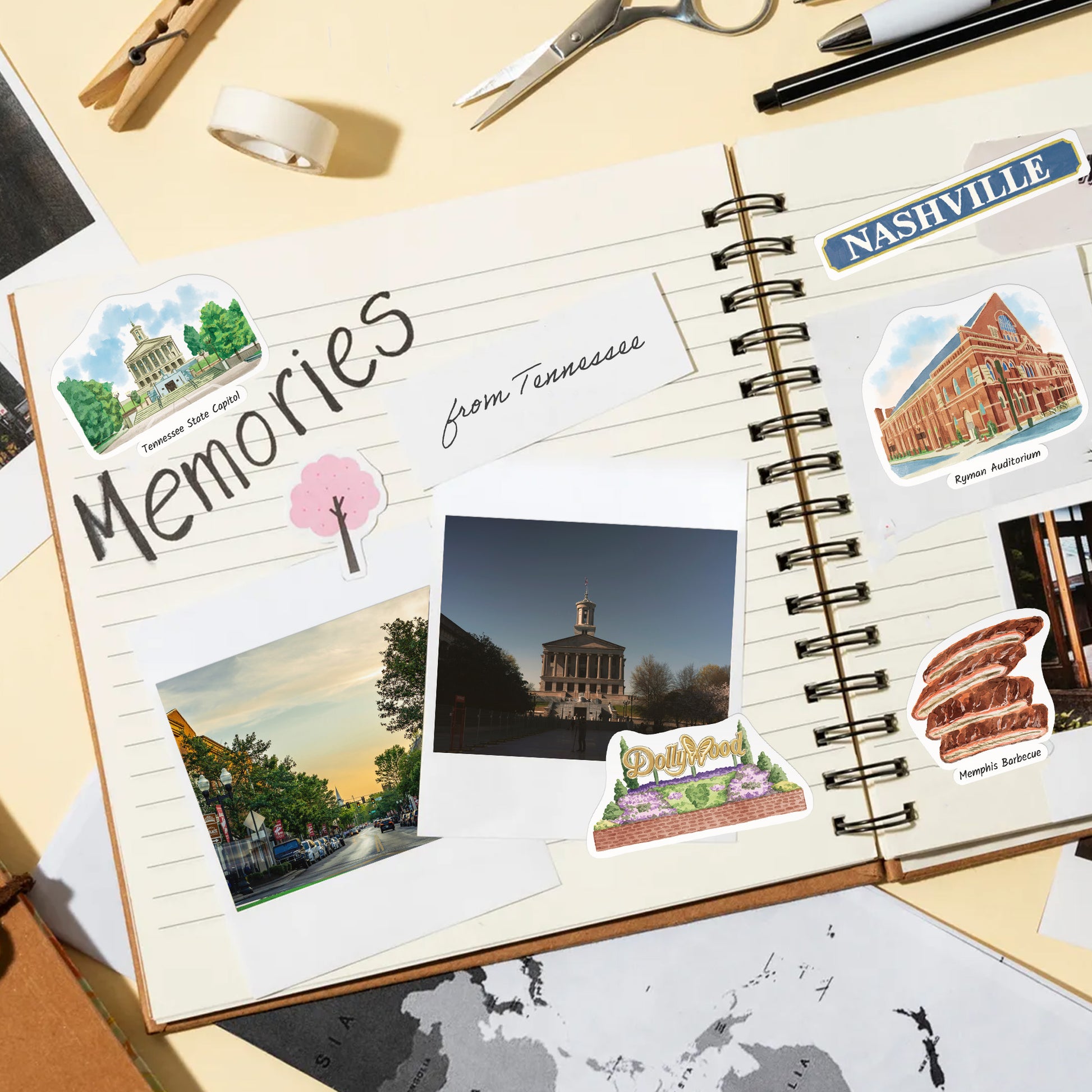 Timeless Tennessee State Travel Stickers (28pcs)