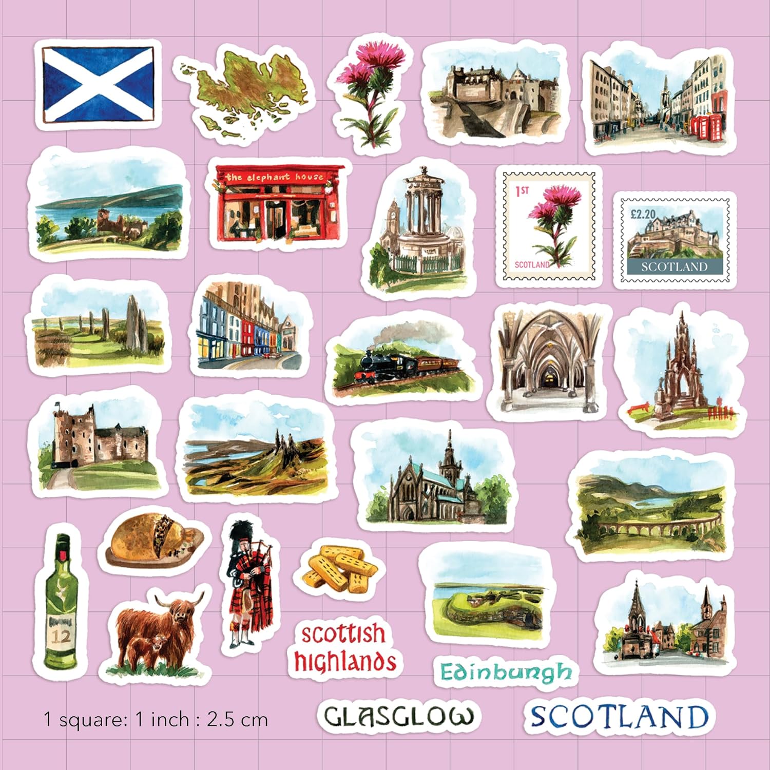 Spectacular Scotland Travel Stickers (31pcs)