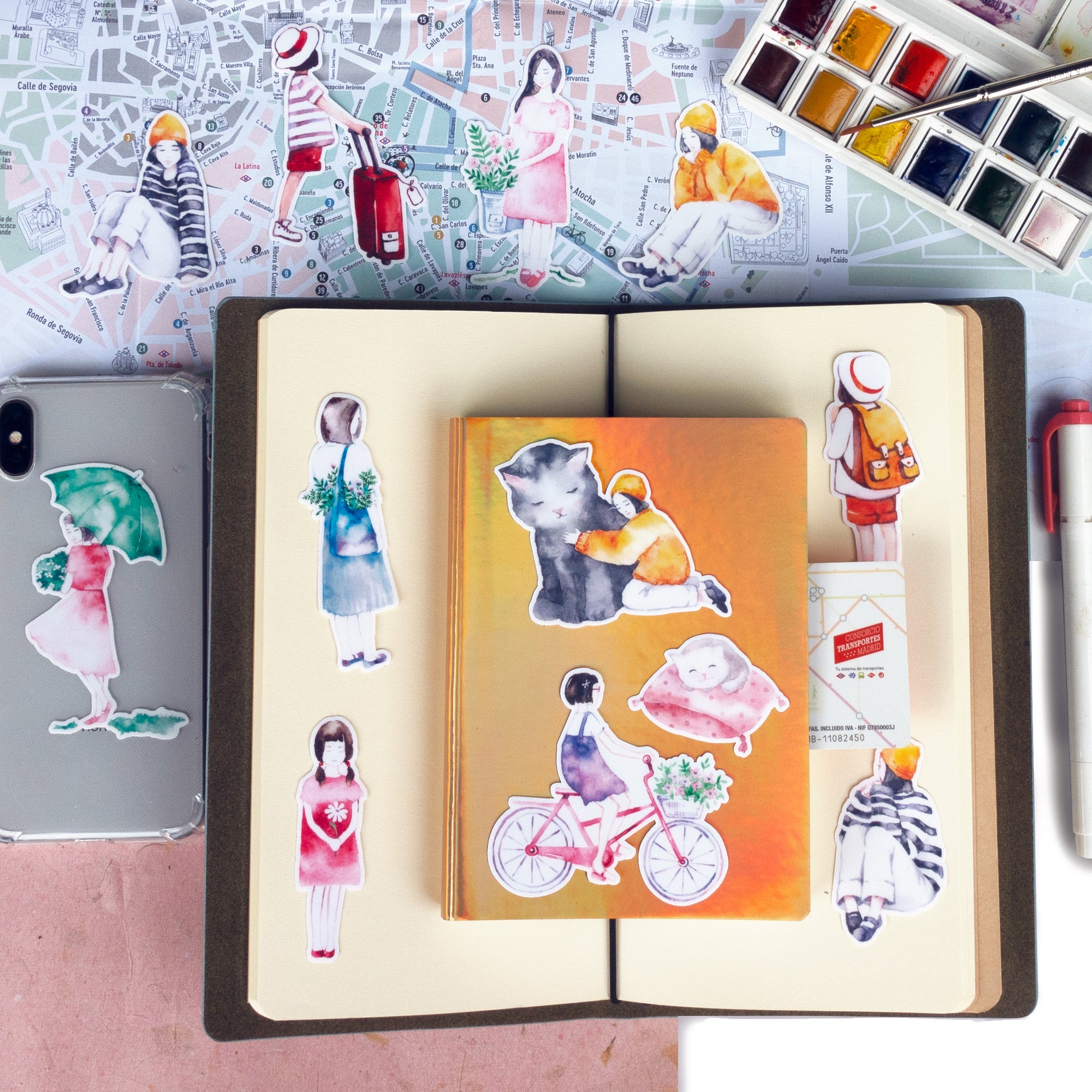 cute girl planner stickers cat