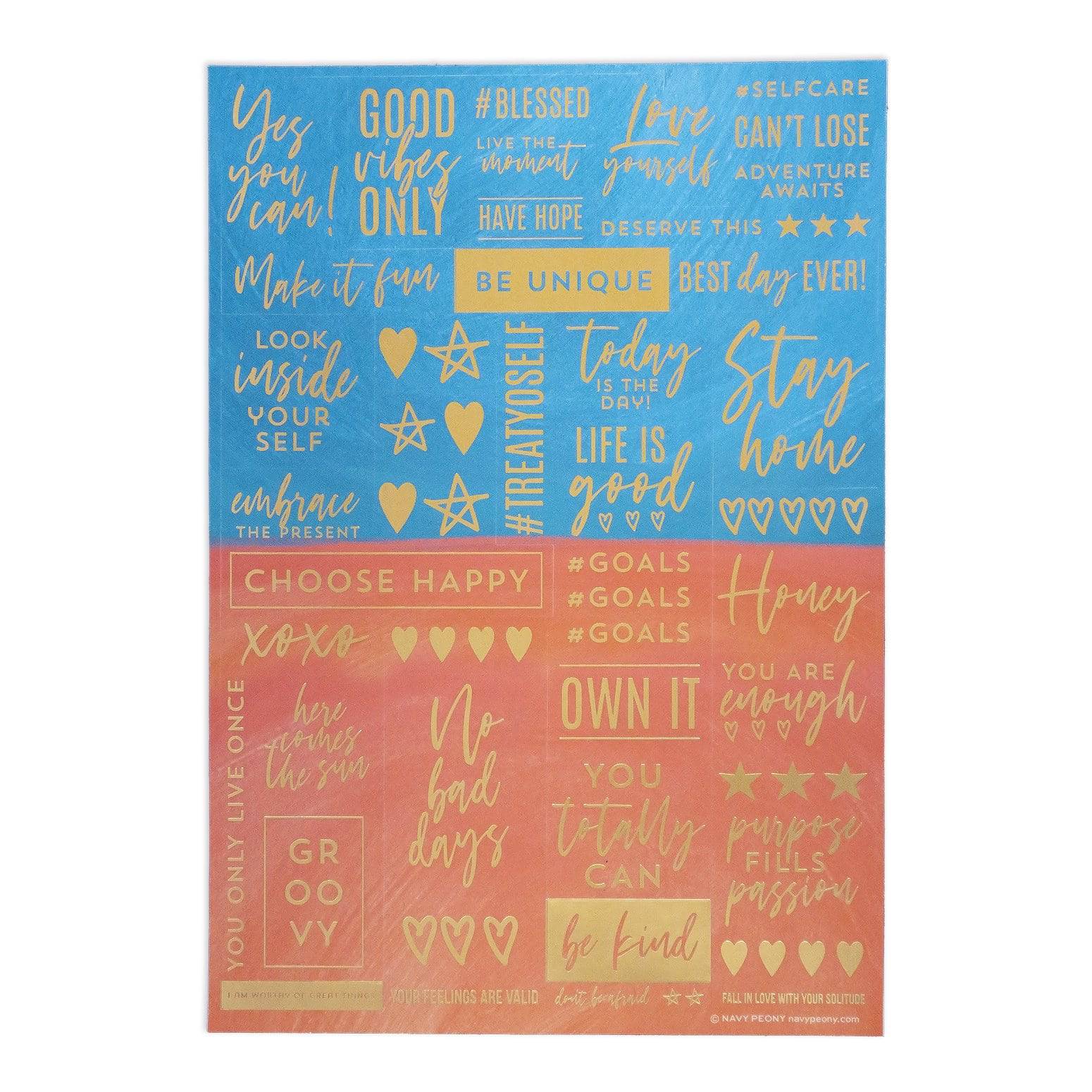 Motivational Quote Sticker Set (6 Sheets) - Navy Peony