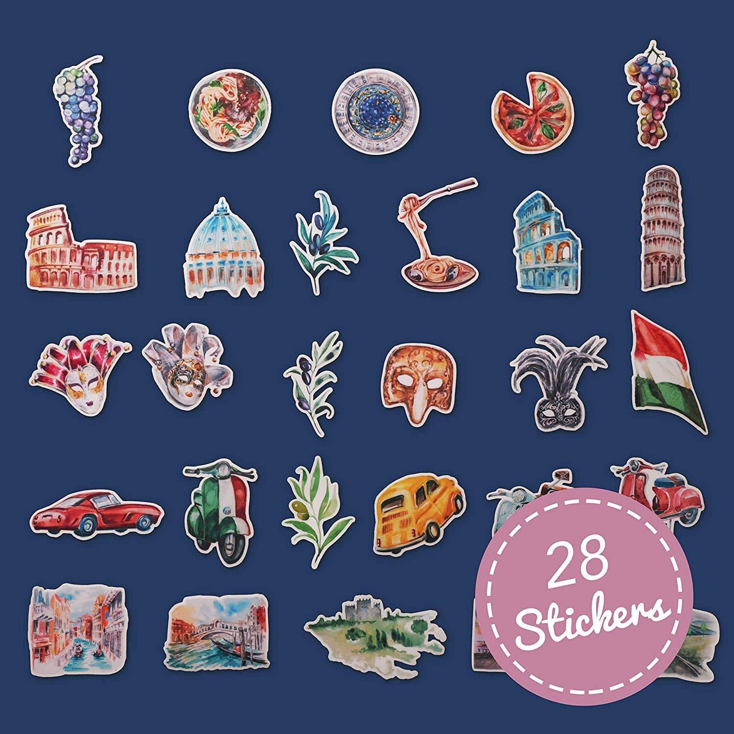 Navy Peony Inspiring Italy Travel Stickers (28 pcs) - Navy Peony