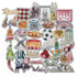 Navy Peony Sophisticated Spain Travel Stickers (36 pcs) - Navy Peony